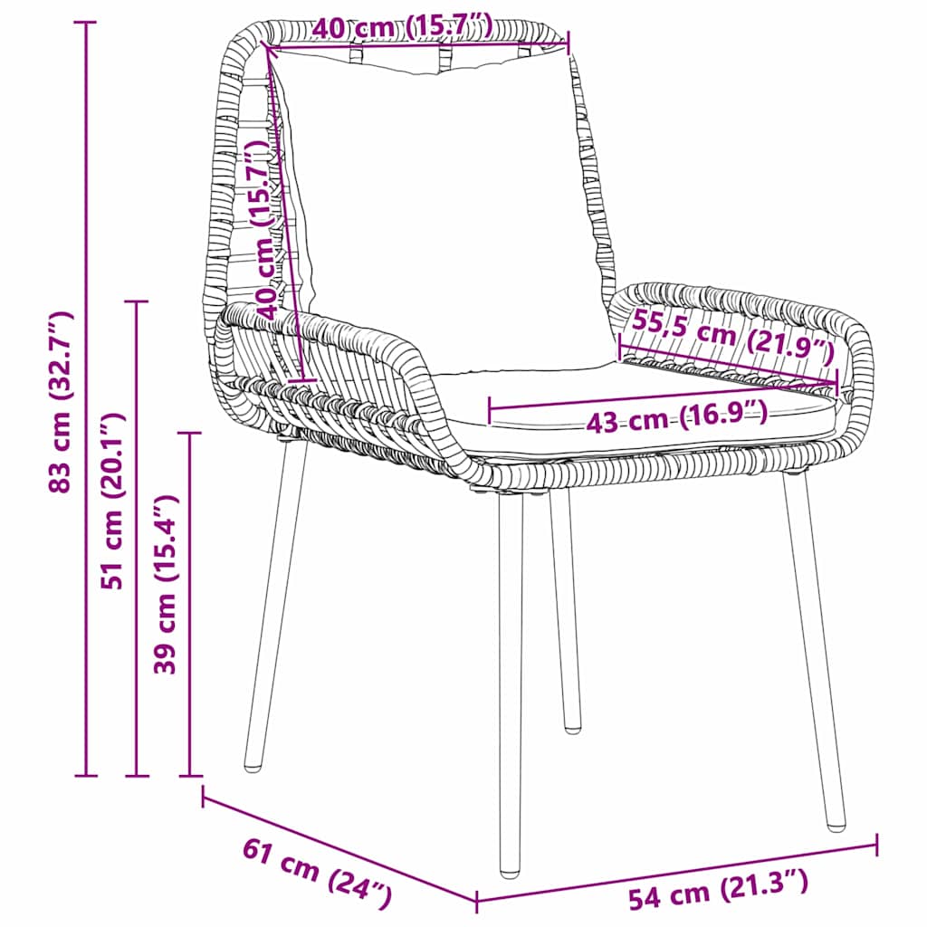 Ensemble de salle à manger pour jardin 3 pcs Noir et anthracite - XIOS