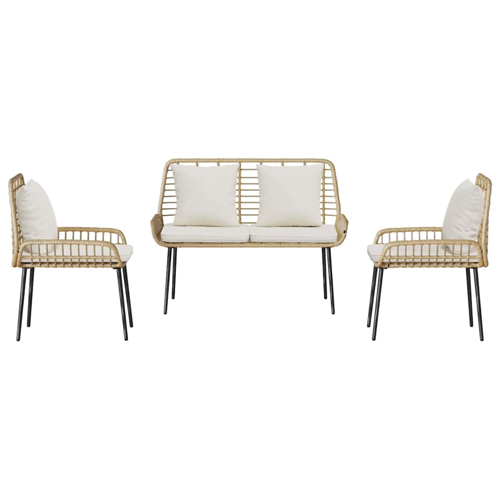 Ensemble de salle à manger pour jardin 3 pcs Marron et Crème - XIOS