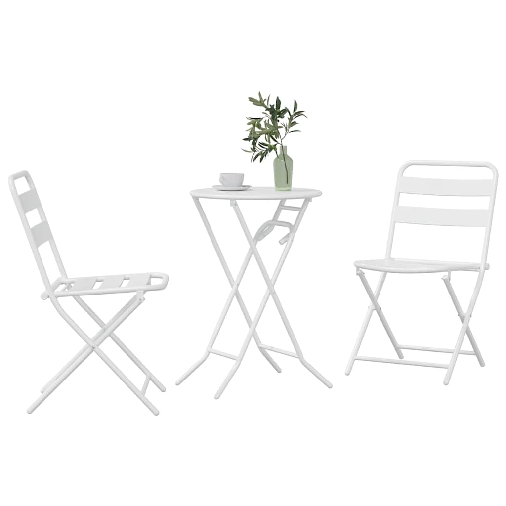 Ensemble bistro de jardin 3 pcs Blanc Acier - XIOS
