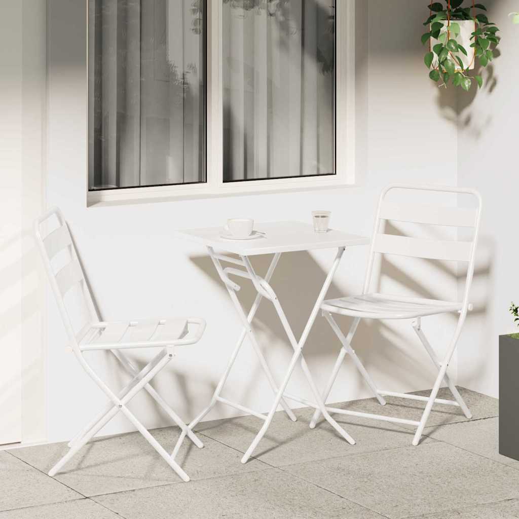 Ensemble bistro de jardin 3 pcs Blanc Acier - XIOS