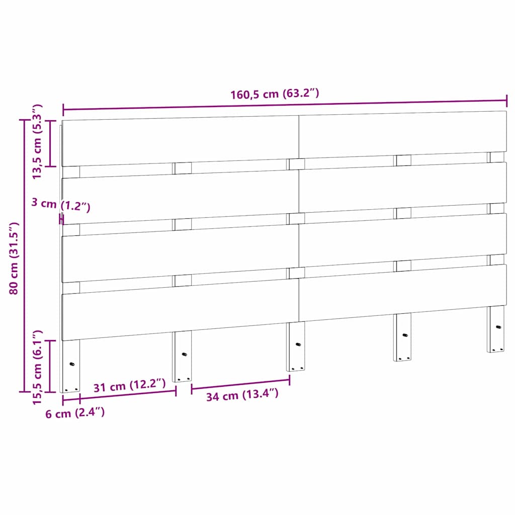 Tête de lit Brun cire 160,5 x 3 x 80 cm Pin massif - XIOS