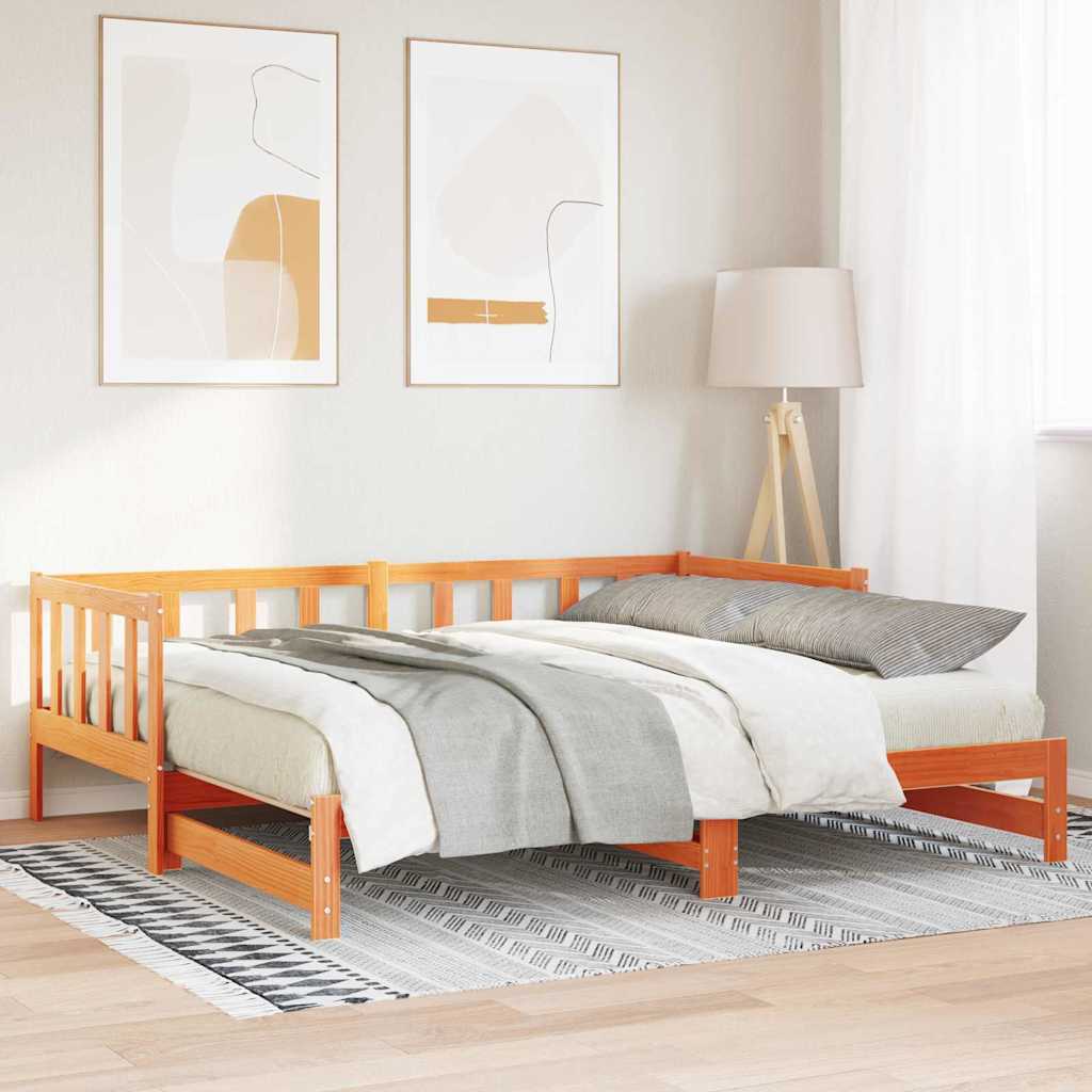 Lit Pull-out de Jour Brun cire 193,5 x 184 x 66 cm Pin massif - XIOS