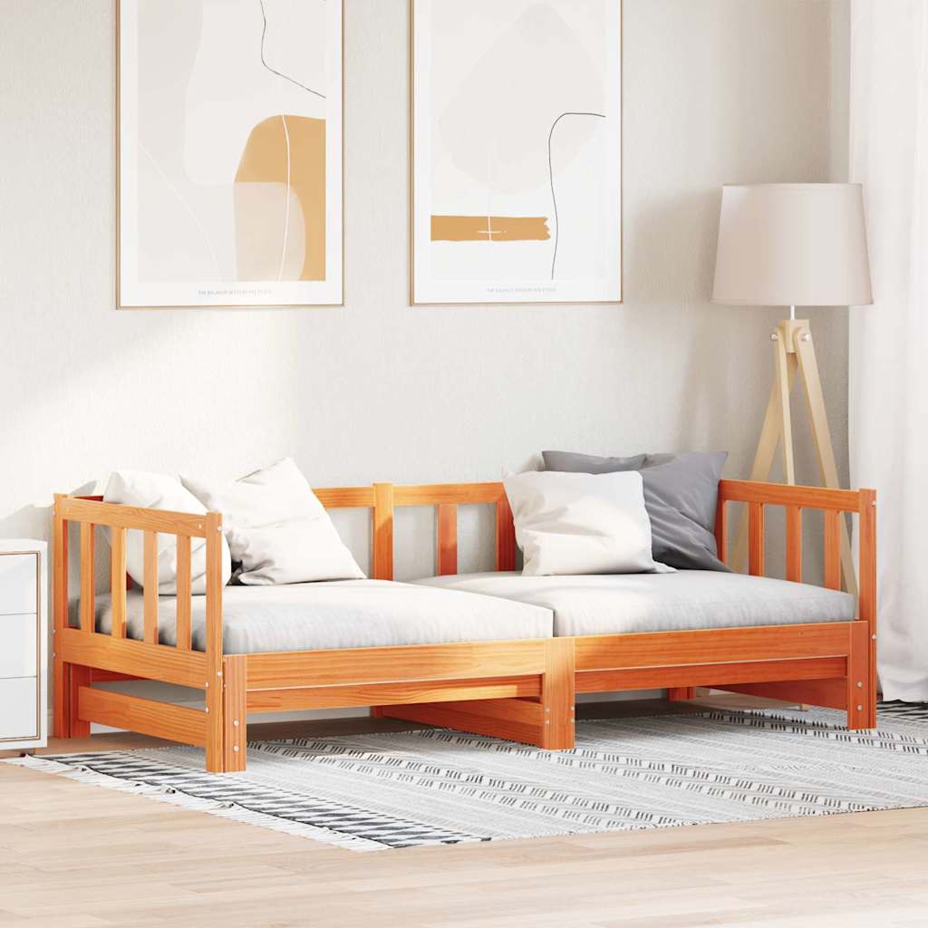 Lit Pull-out de Jour Brun cire 193,5 x 184 x 66 cm Pin massif - XIOS