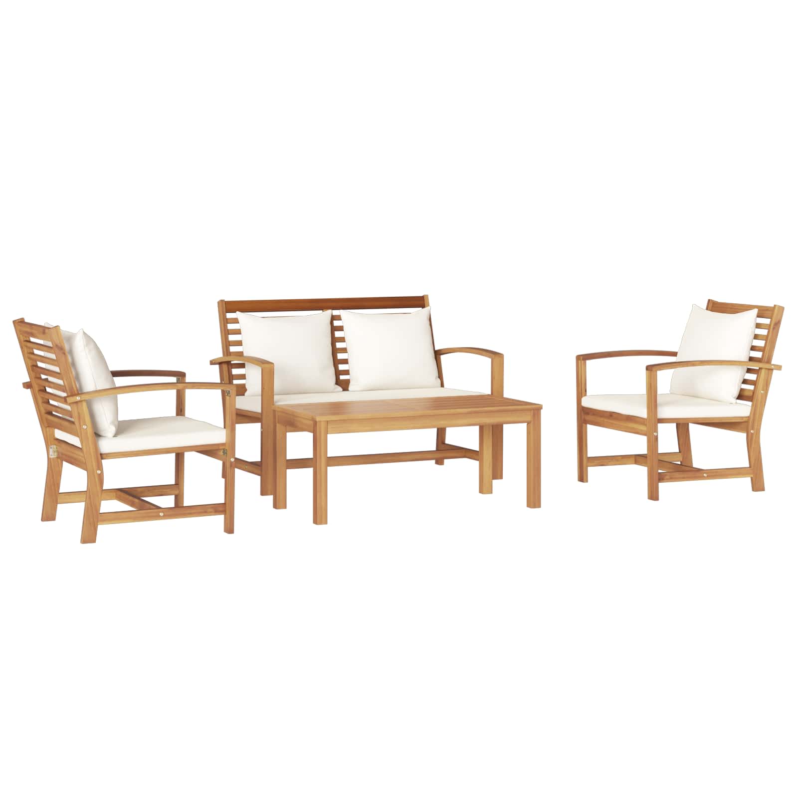 Ensemble de canapé de jardin 4 pcs Naturel Bois de teck massif - XIOS