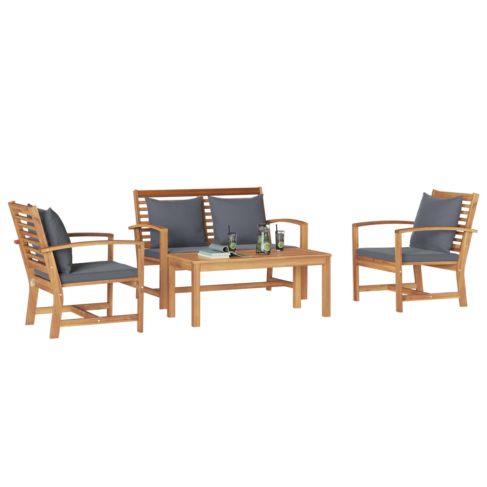 Ensemble de canapé de jardin 4 pcs Naturel Bois de teck massif - XIOS