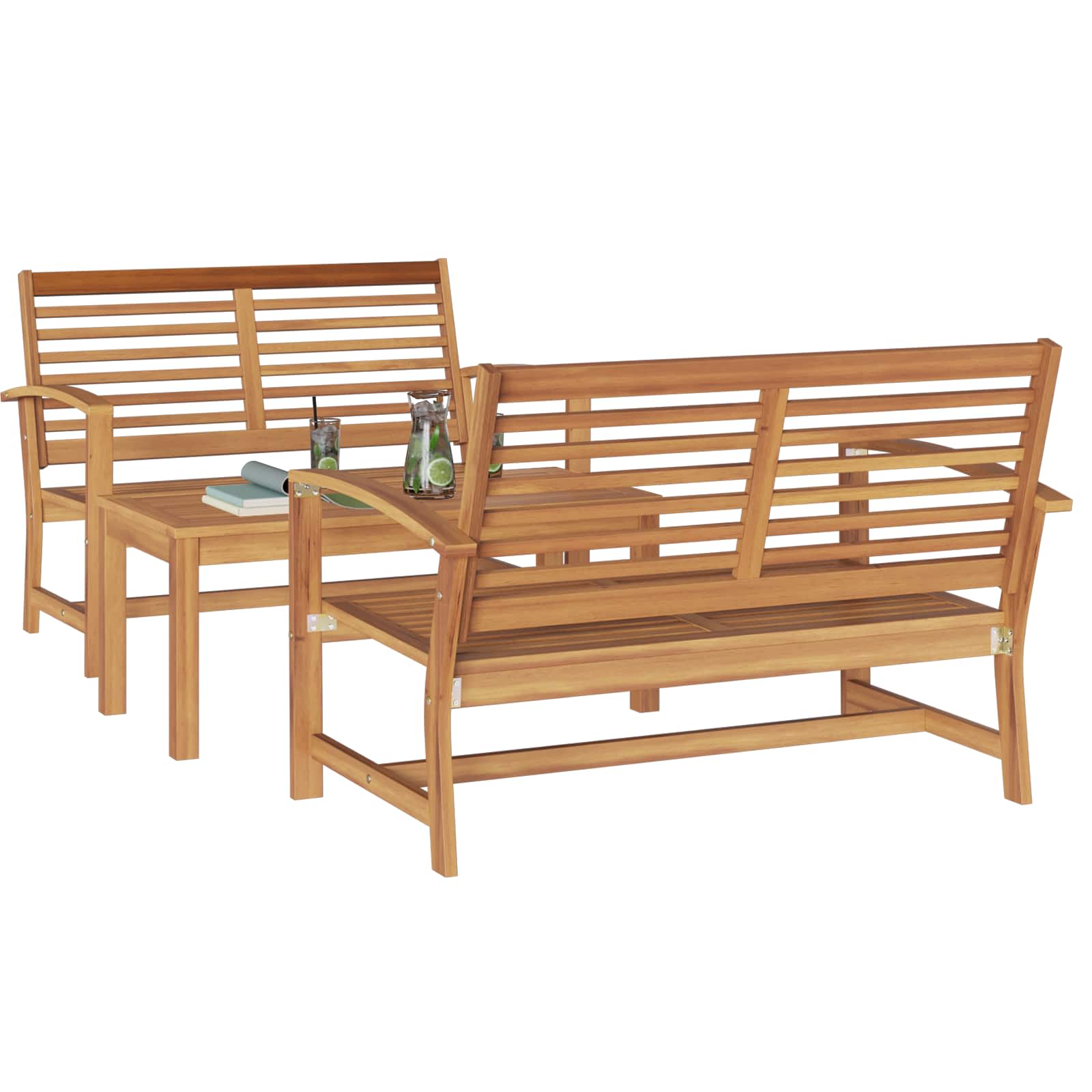 Ensemble de canapé de jardin 3 pcs Naturel Bois de teck massif - XIOS