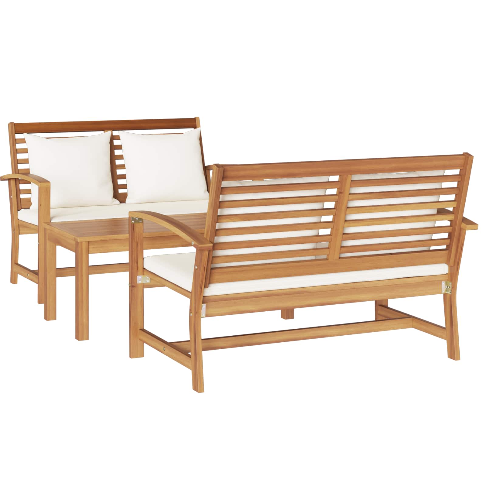 Ensemble de canapé de jardin 3 pcs Naturel Bois de teck massif - XIOS