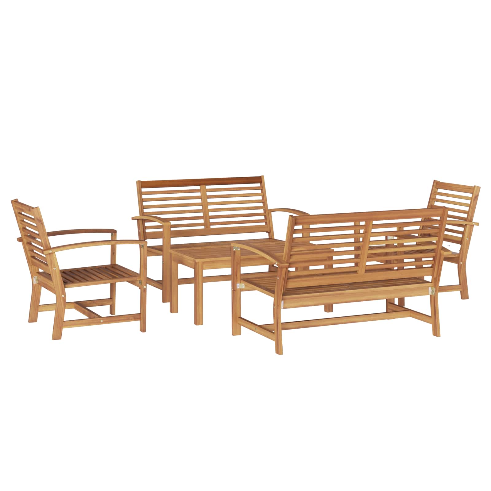 Ensemble de canapé de jardin 5 pcs Naturel Bois de teck massif - XIOS