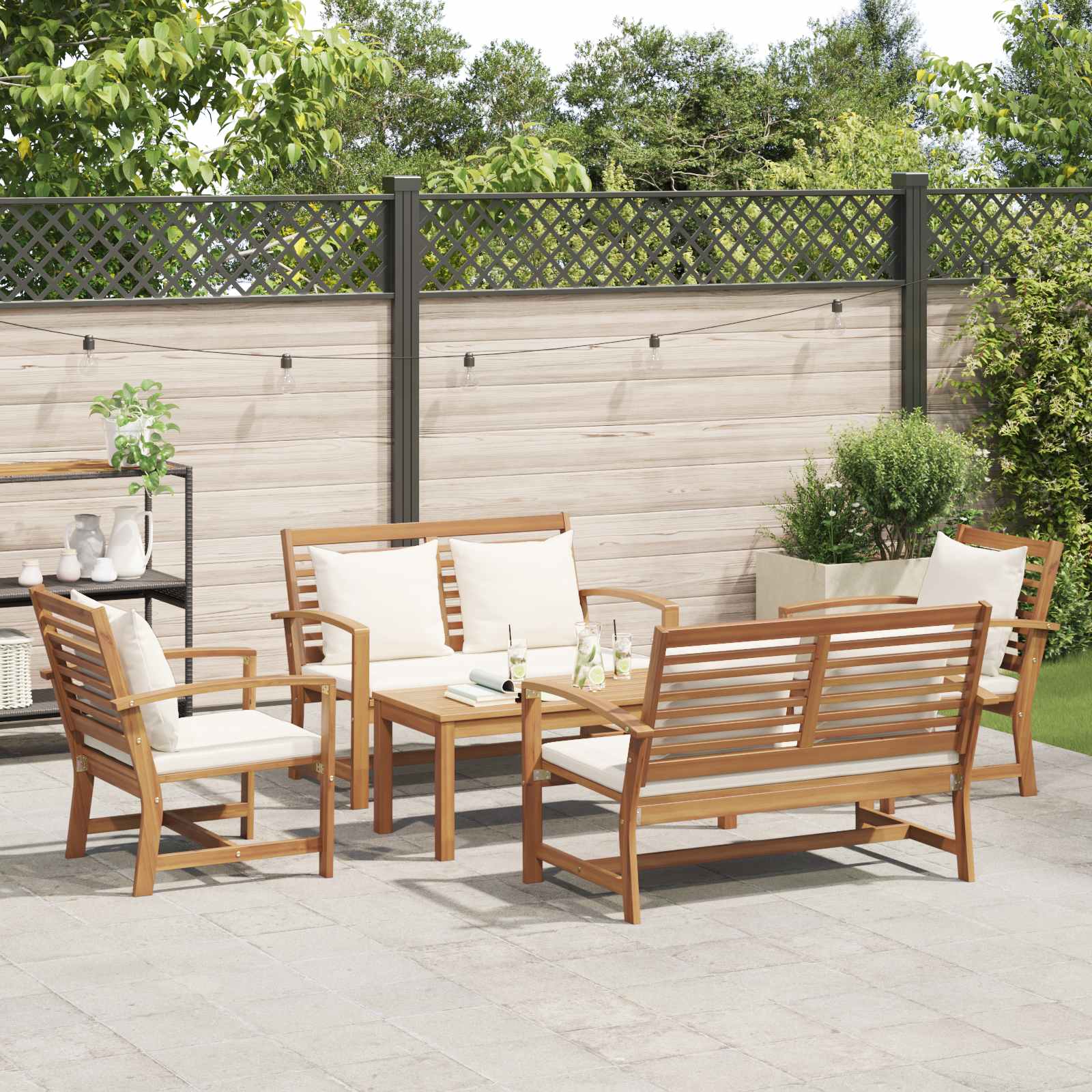 Ensemble de canapé de jardin 5 pcs Naturel Bois de teck massif - XIOS