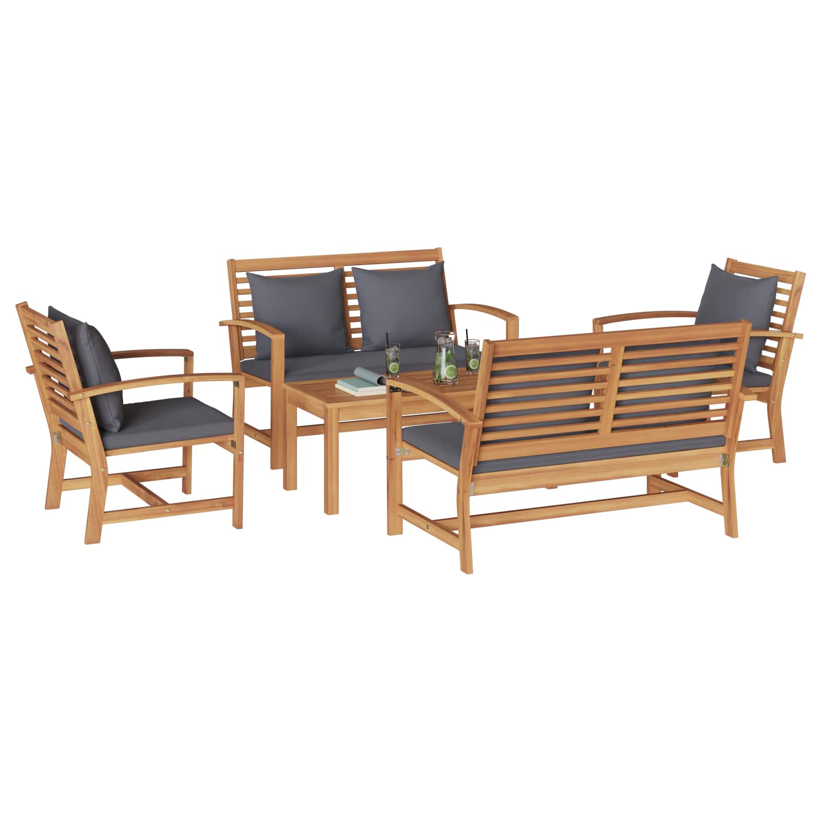 Ensemble de canapé de jardin 5 pcs Naturel Bois de teck massif - XIOS