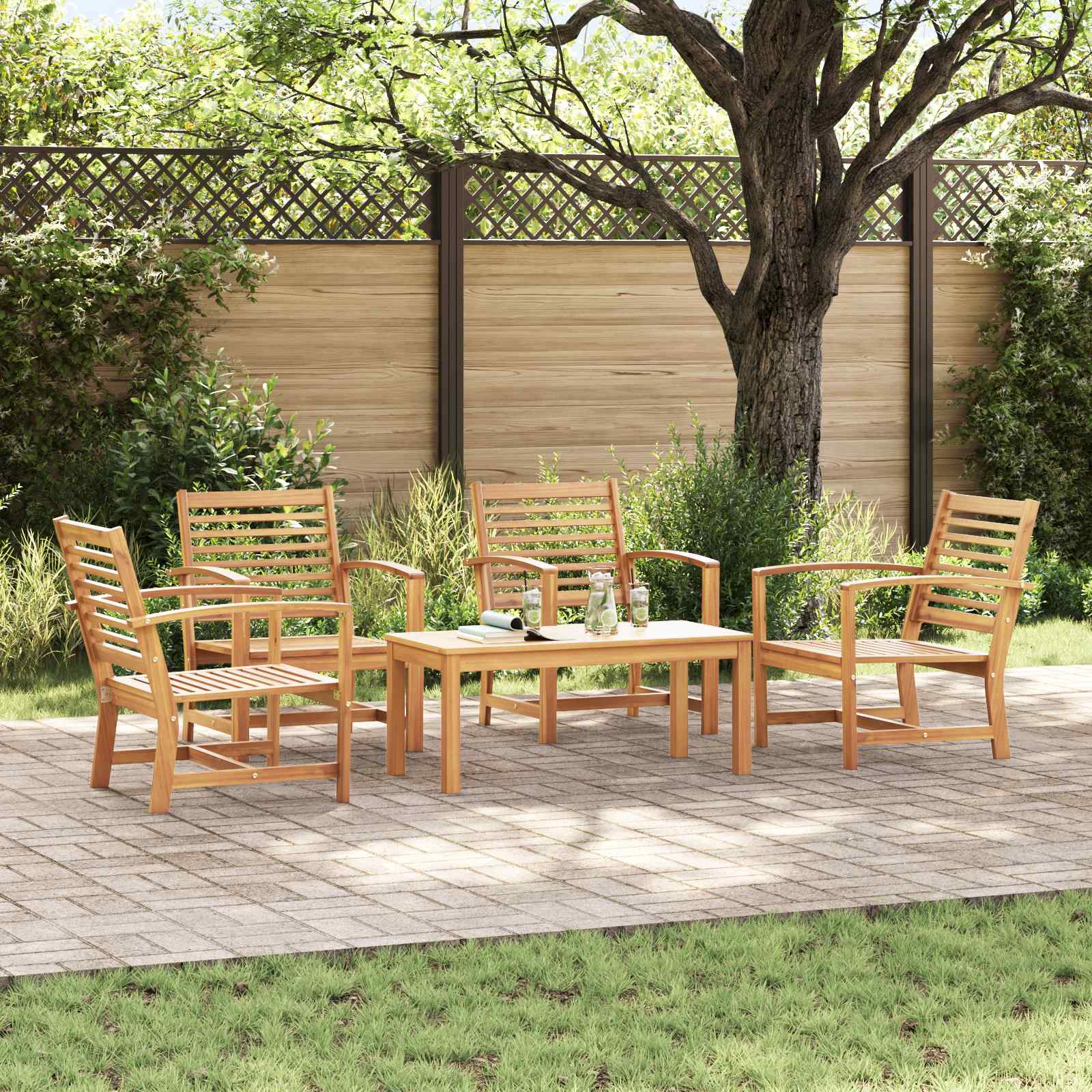 Ensemble de canapé de jardin 5 pcs Naturel Bois de teck massif - XIOS