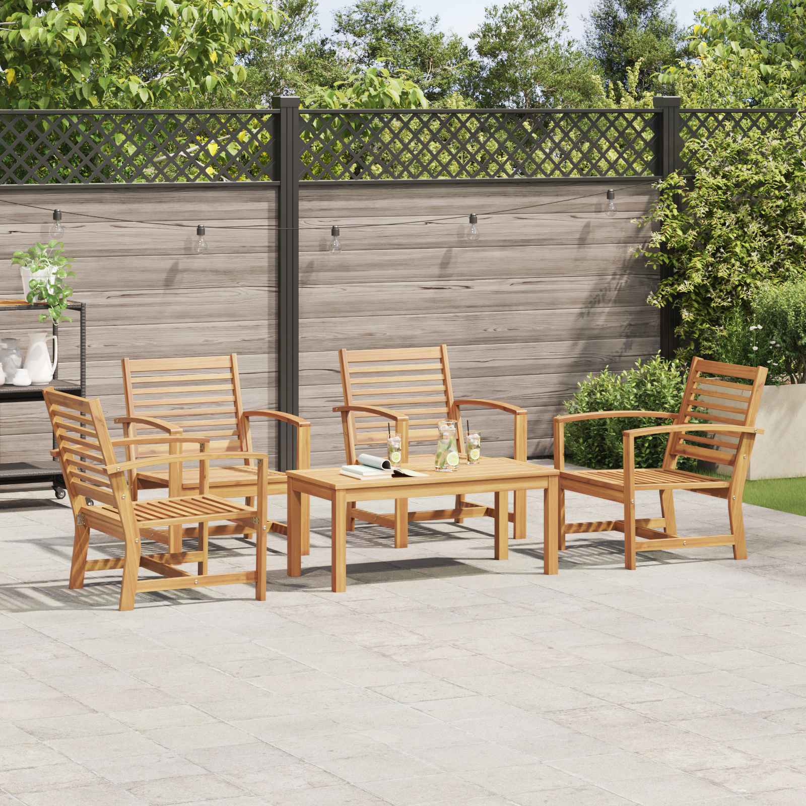 Ensemble de canapé de jardin 5 pcs Naturel Bois de teck massif - XIOS