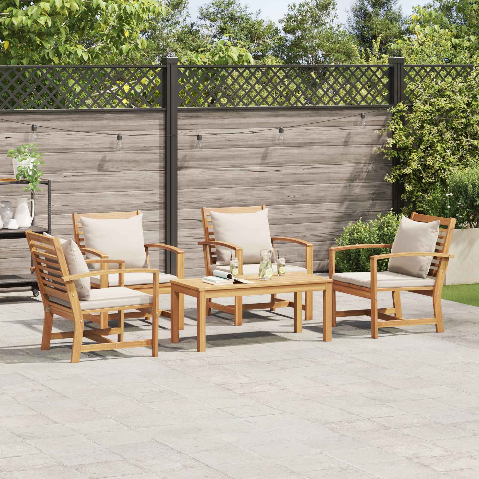 Ensemble de canapé de jardin 5 pcs Naturel Bois de teck massif - XIOS