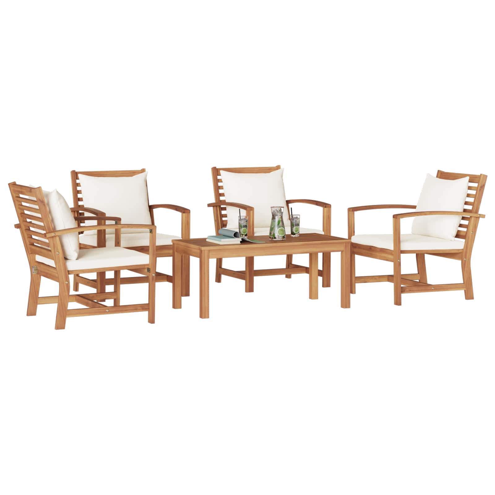 Ensemble de canapé de jardin 5 pcs Naturel Bois de teck massif - XIOS