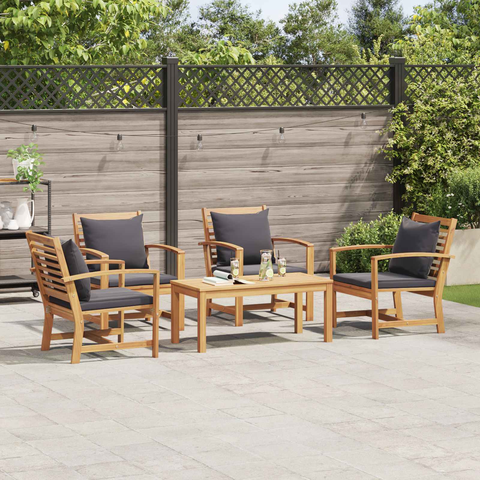 Ensemble de canapé de jardin 5 pcs Naturel Bois de teck massif - XIOS