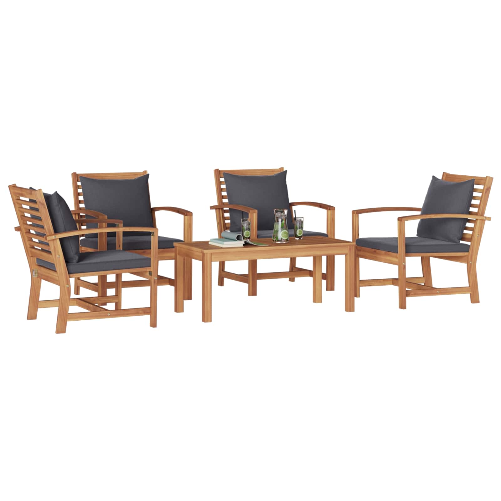 Ensemble de canapé de jardin 5 pcs Naturel Bois de teck massif - XIOS