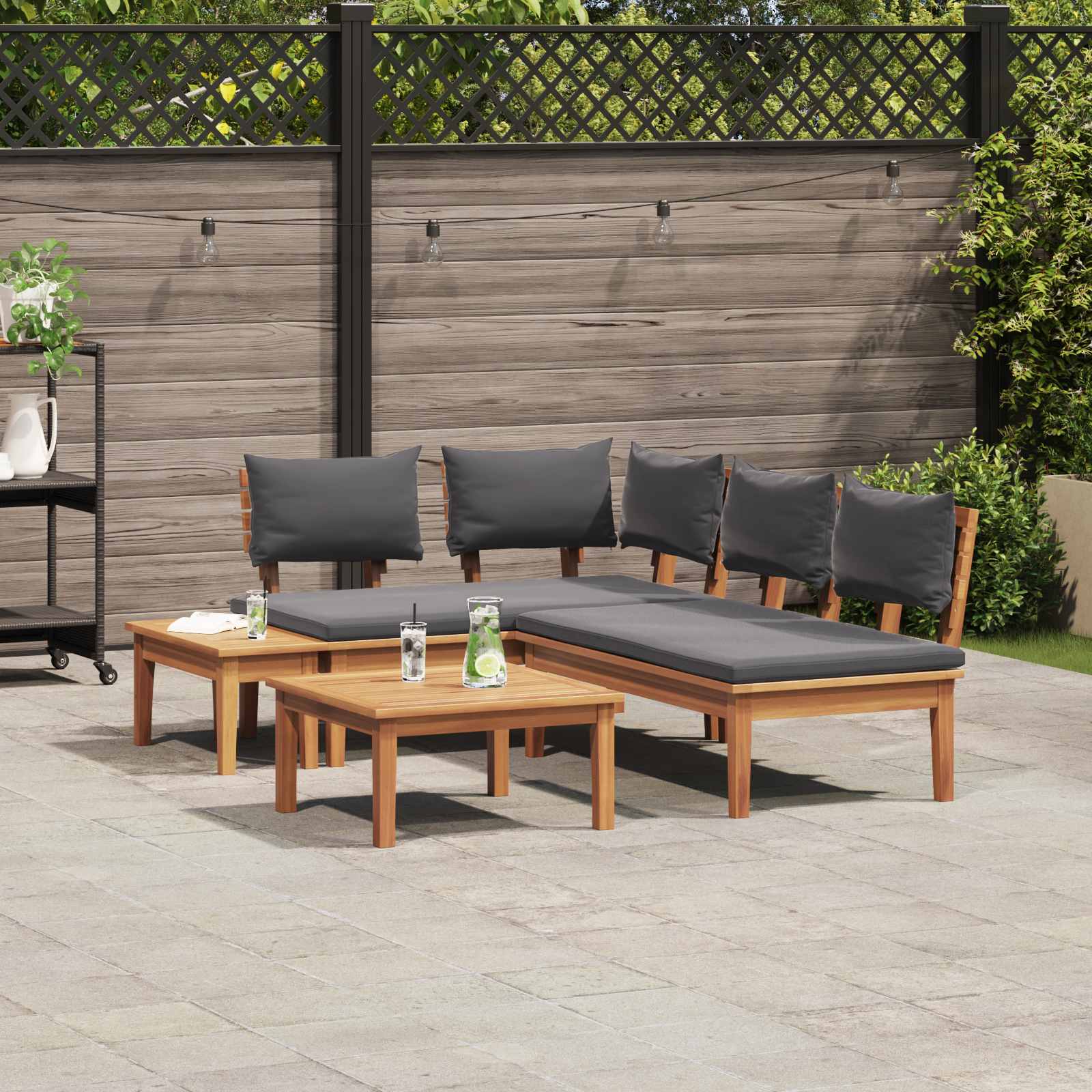 Ensemble de canapé de jardin 4 pcs Marron et gris - XIOS