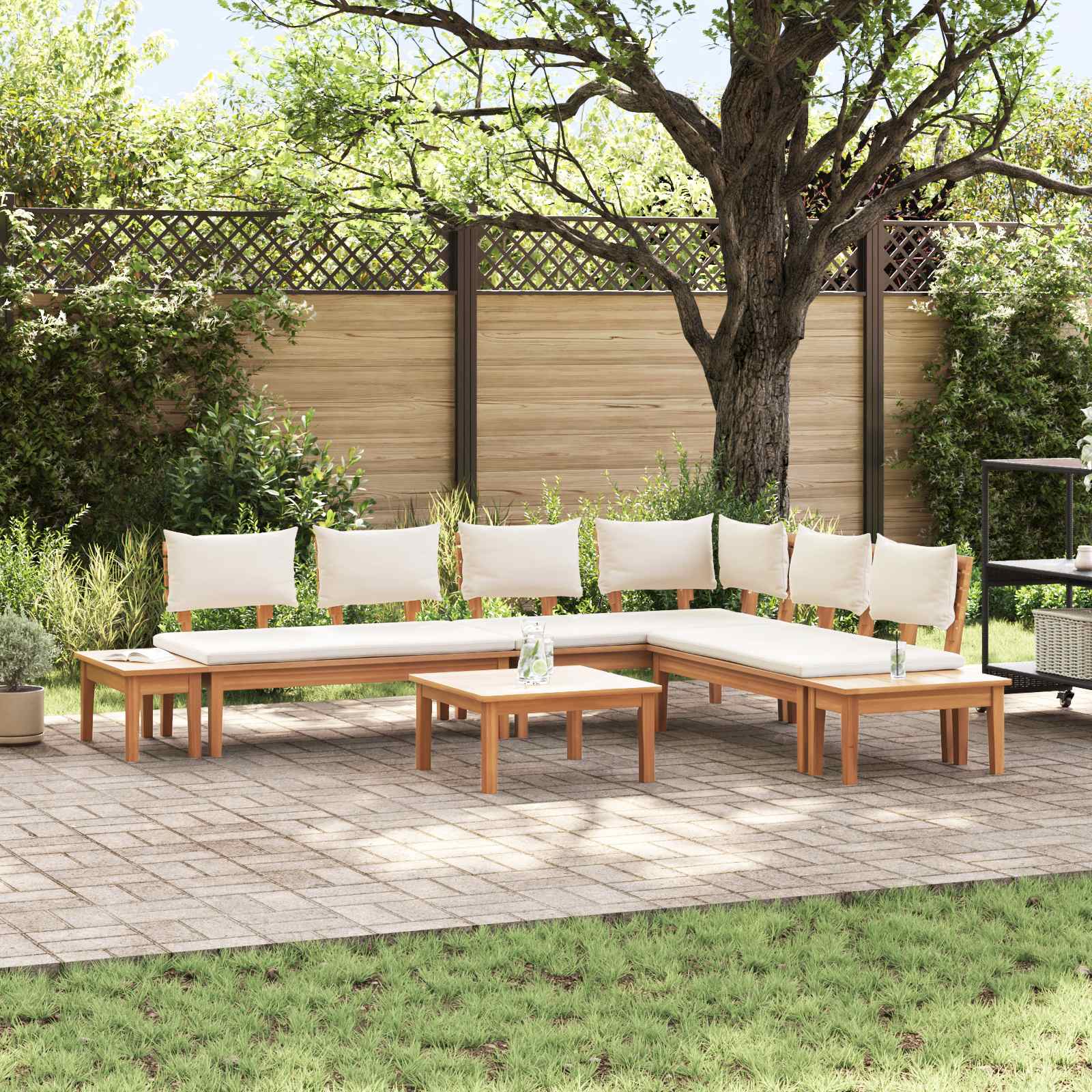 Ensemble de canapé de jardin 4 pcs Marron et Crème - XIOS