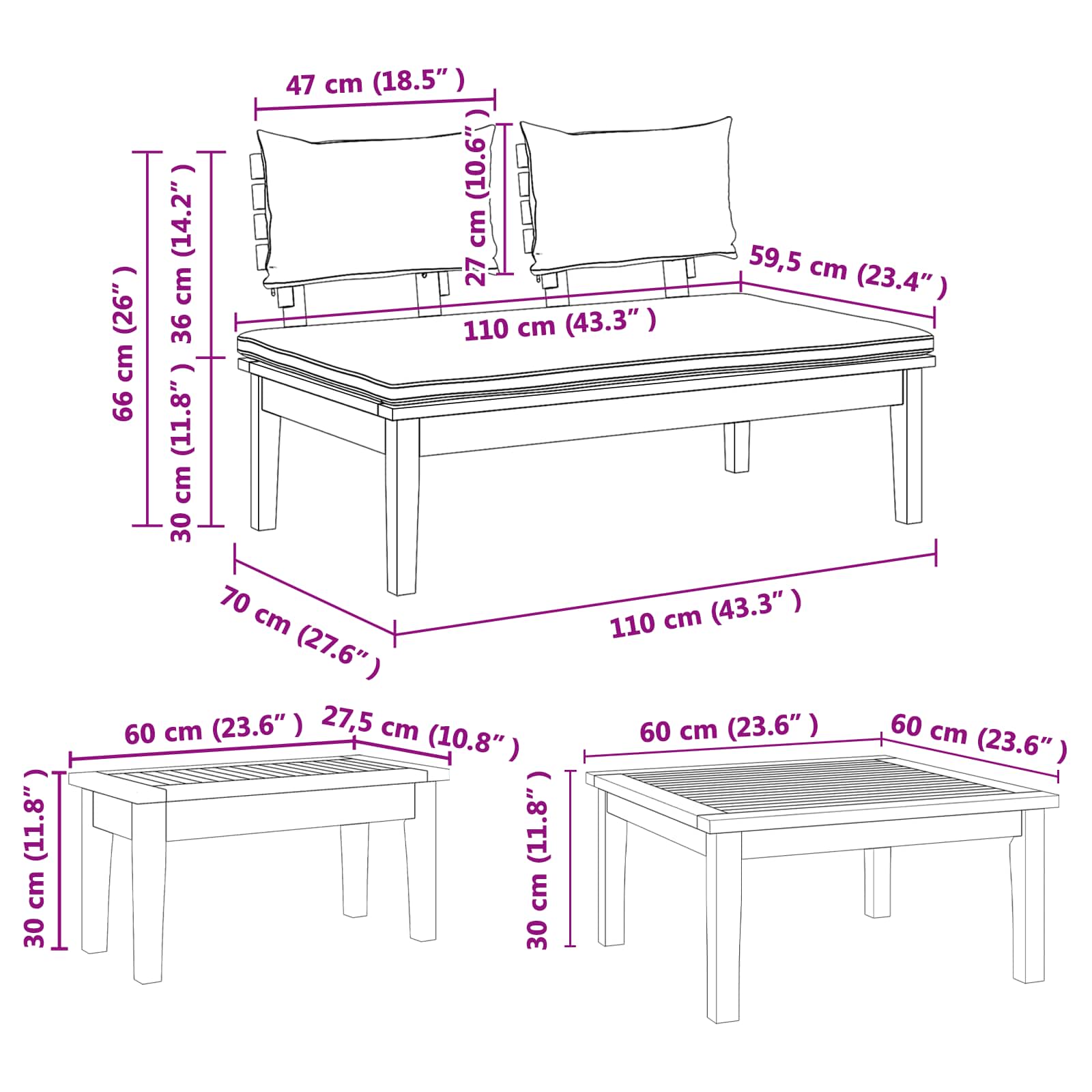 Ensemble de canapé de jardin 3 pcs Marron et gris - XIOS
