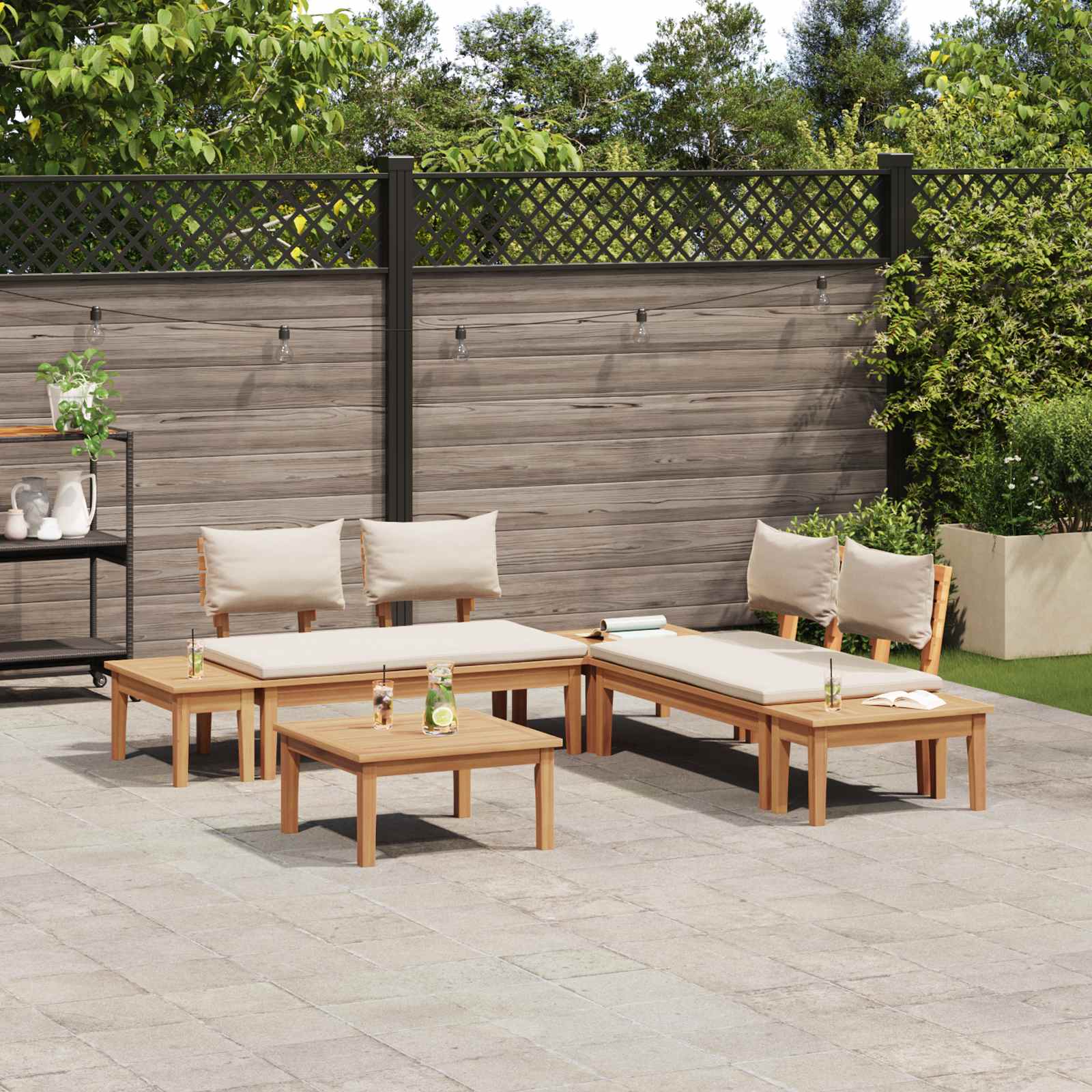 Ensemble de canapé de jardin 3 pcs Marron et Crème - XIOS