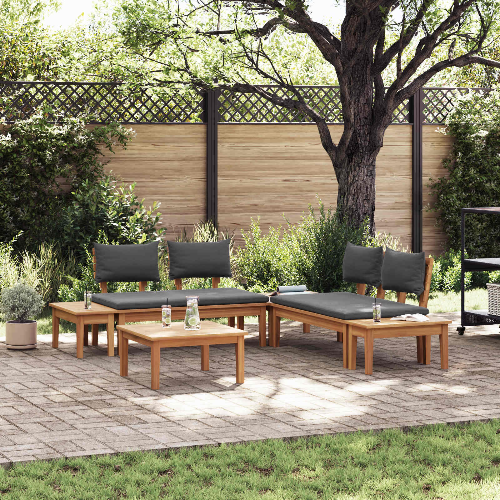 Ensemble de canapé de jardin 3 pcs Marron et gris - XIOS