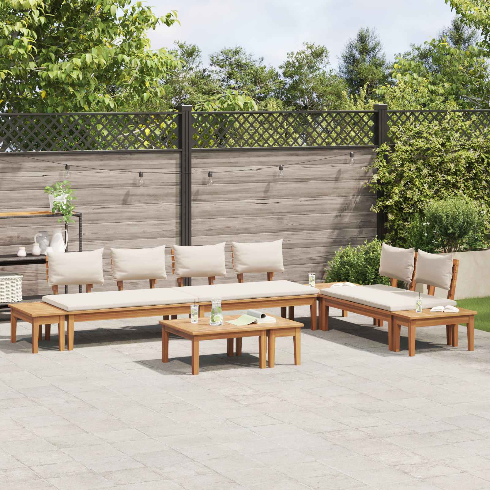Ensemble de canapé de jardin 5 pcs Marron et Crème - XIOS