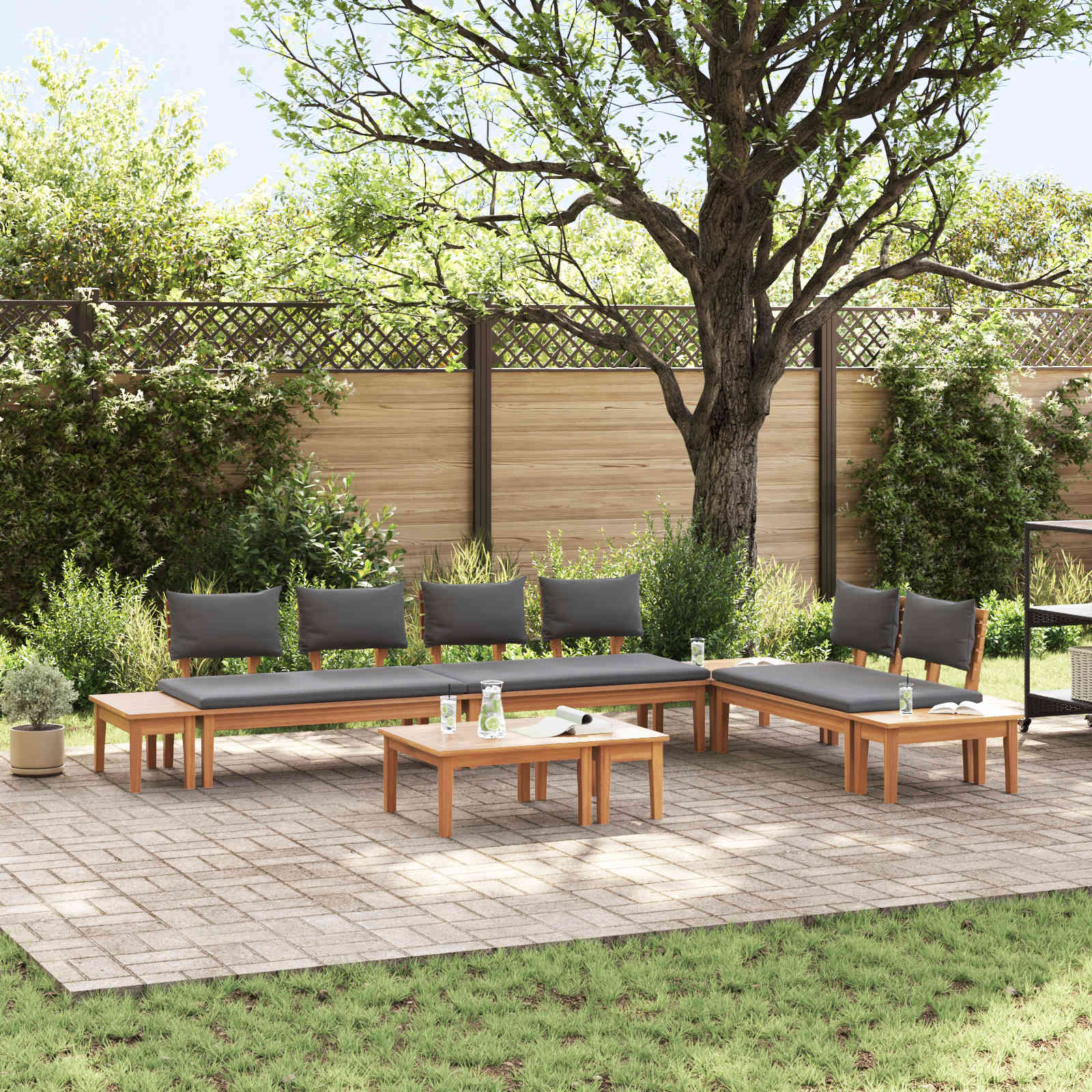 Ensemble de canapé de jardin 5 pcs Marron et gris - XIOS