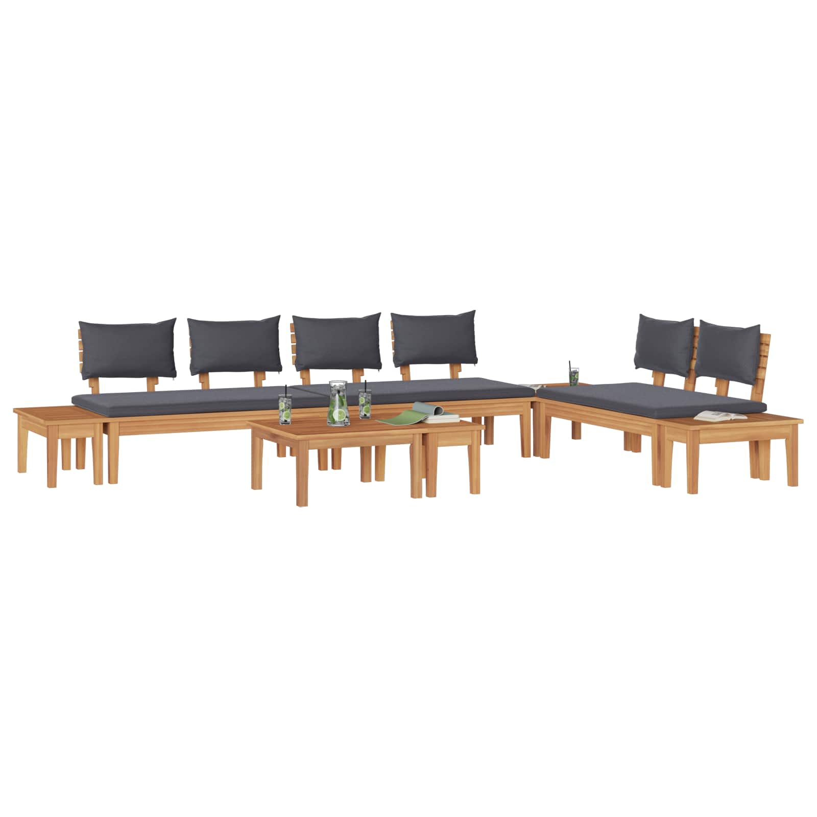 Ensemble de canapé de jardin 5 pcs Marron et gris - XIOS
