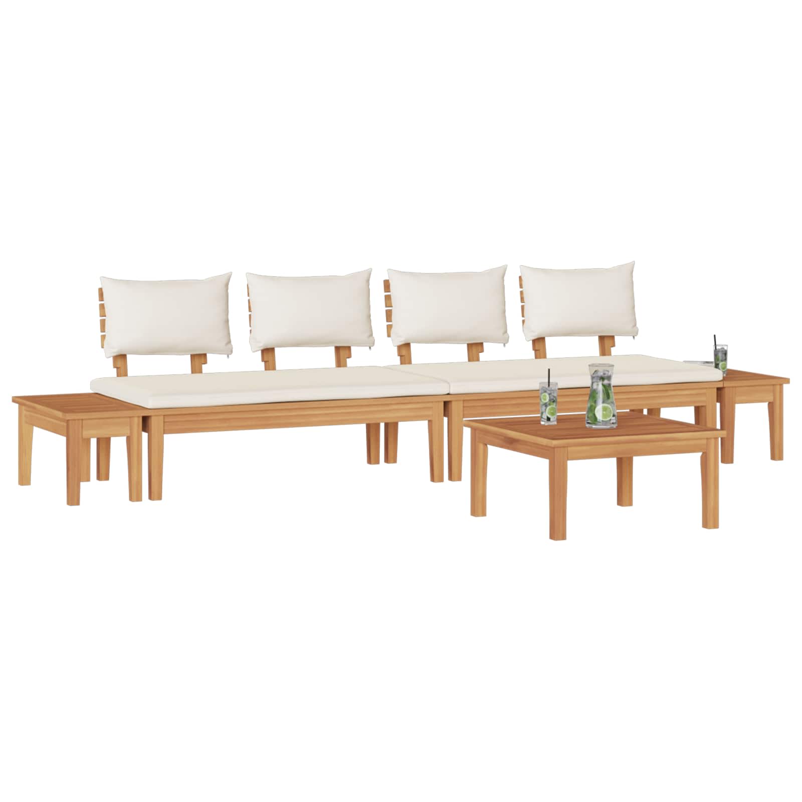 Ensemble de canapé de jardin 5 pcs Marron et Crème - XIOS
