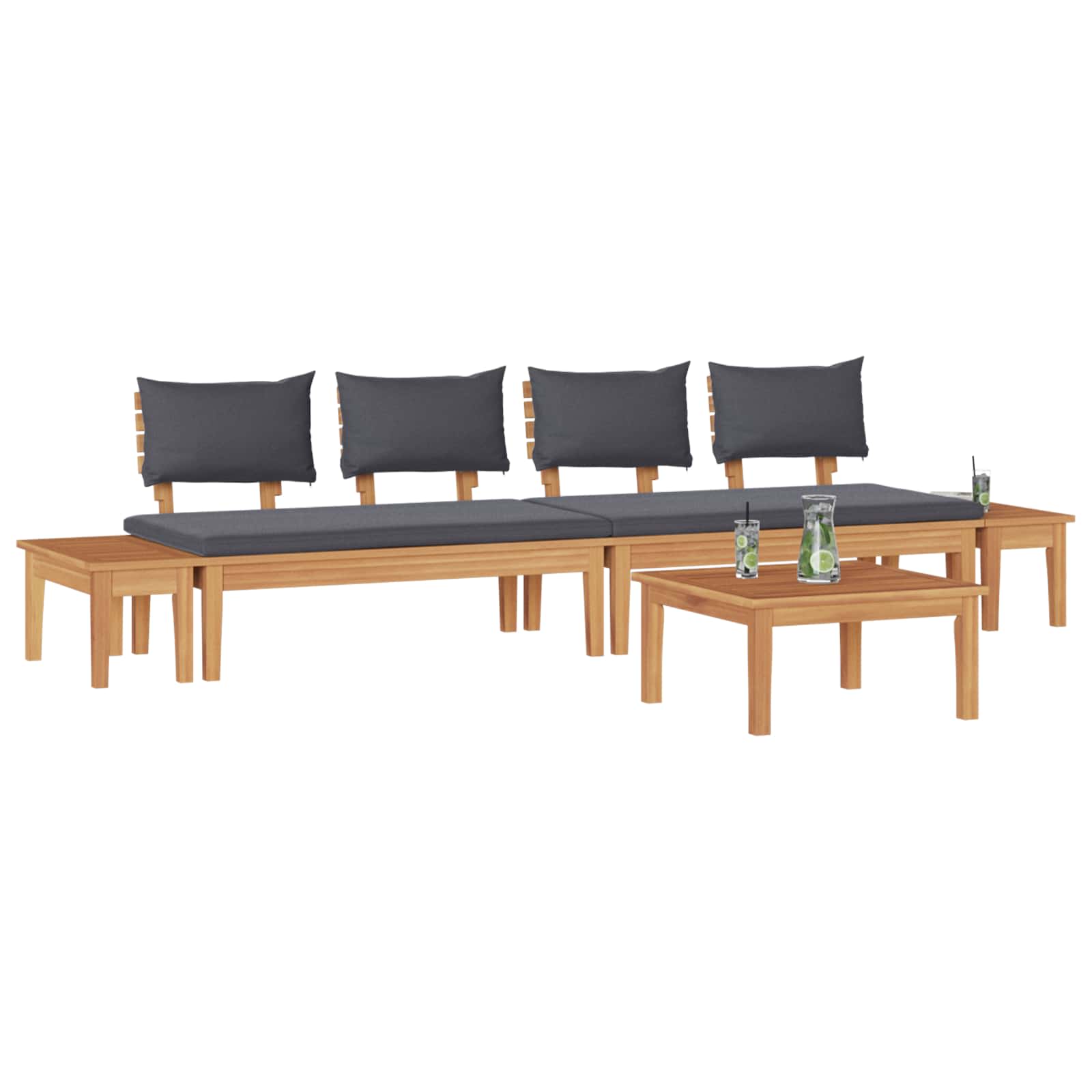 Ensemble de canapé de jardin 5 pcs Marron et gris - XIOS
