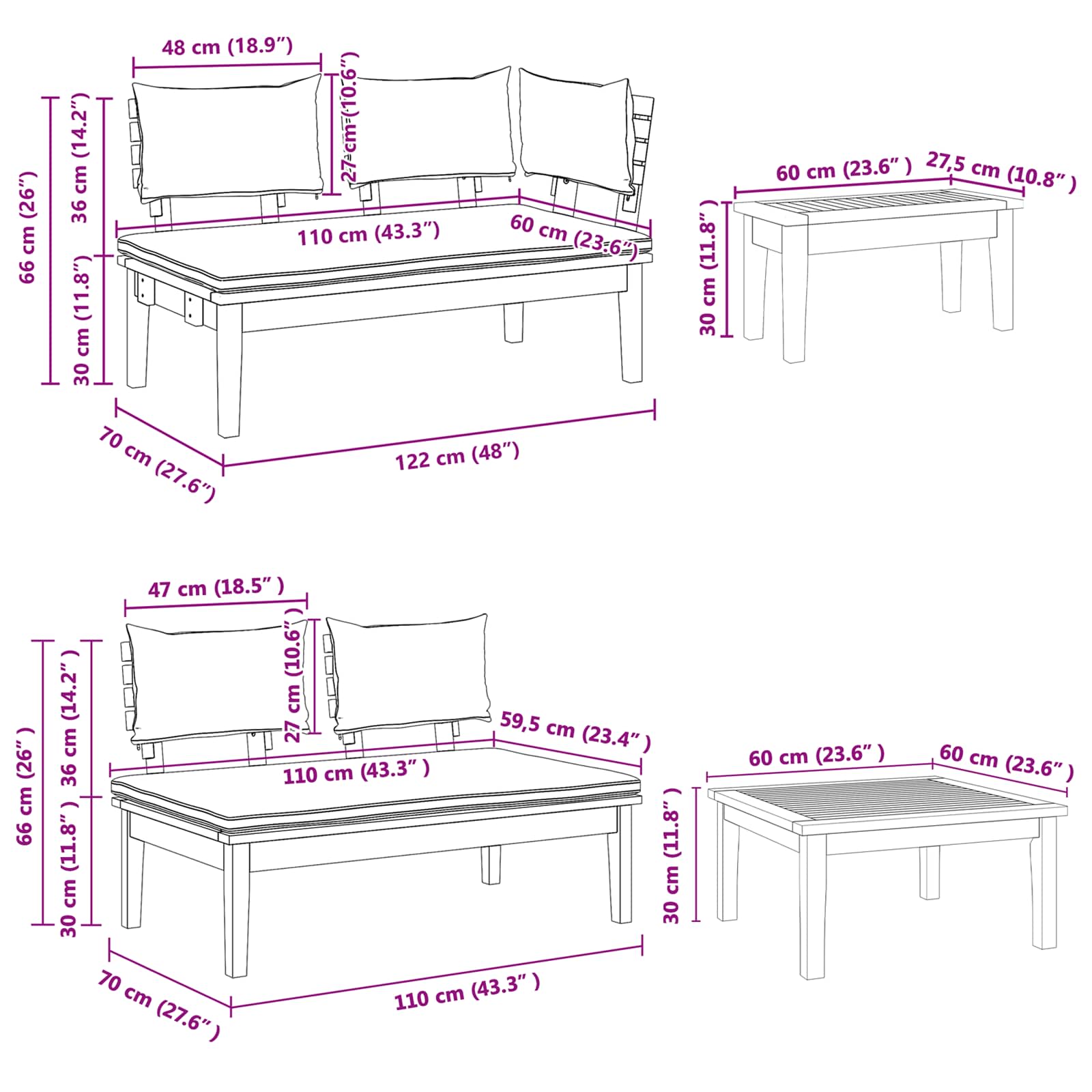 Ensemble de canapé de jardin 5 pcs Marron et gris - XIOS