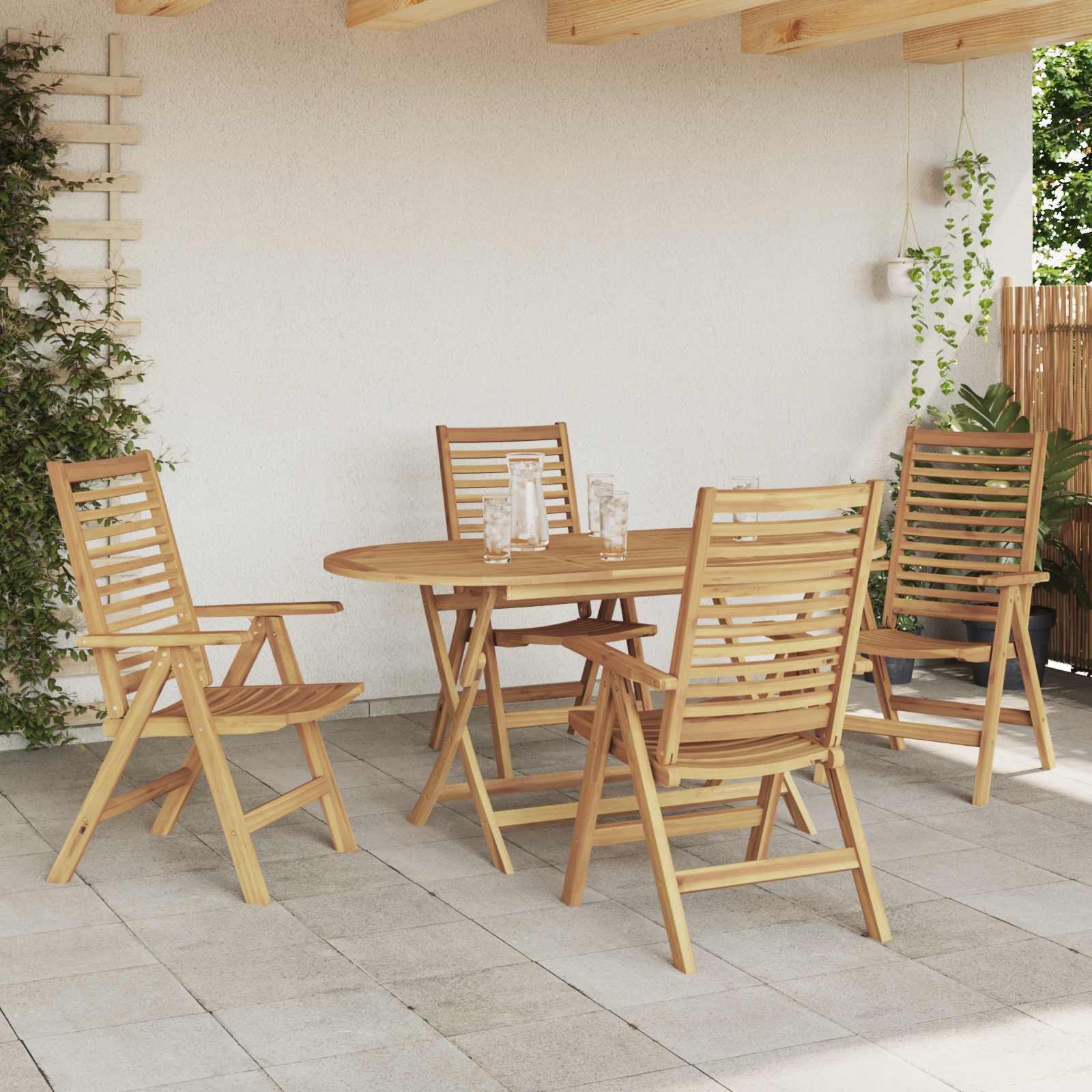 Ensemble de salle à manger pour jardin 5 pc Marron