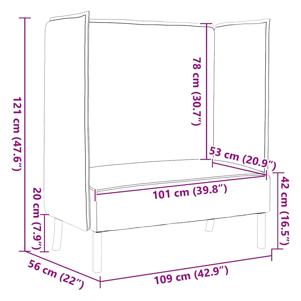 Canapé à Haut Dossier 101cm Crème tissu