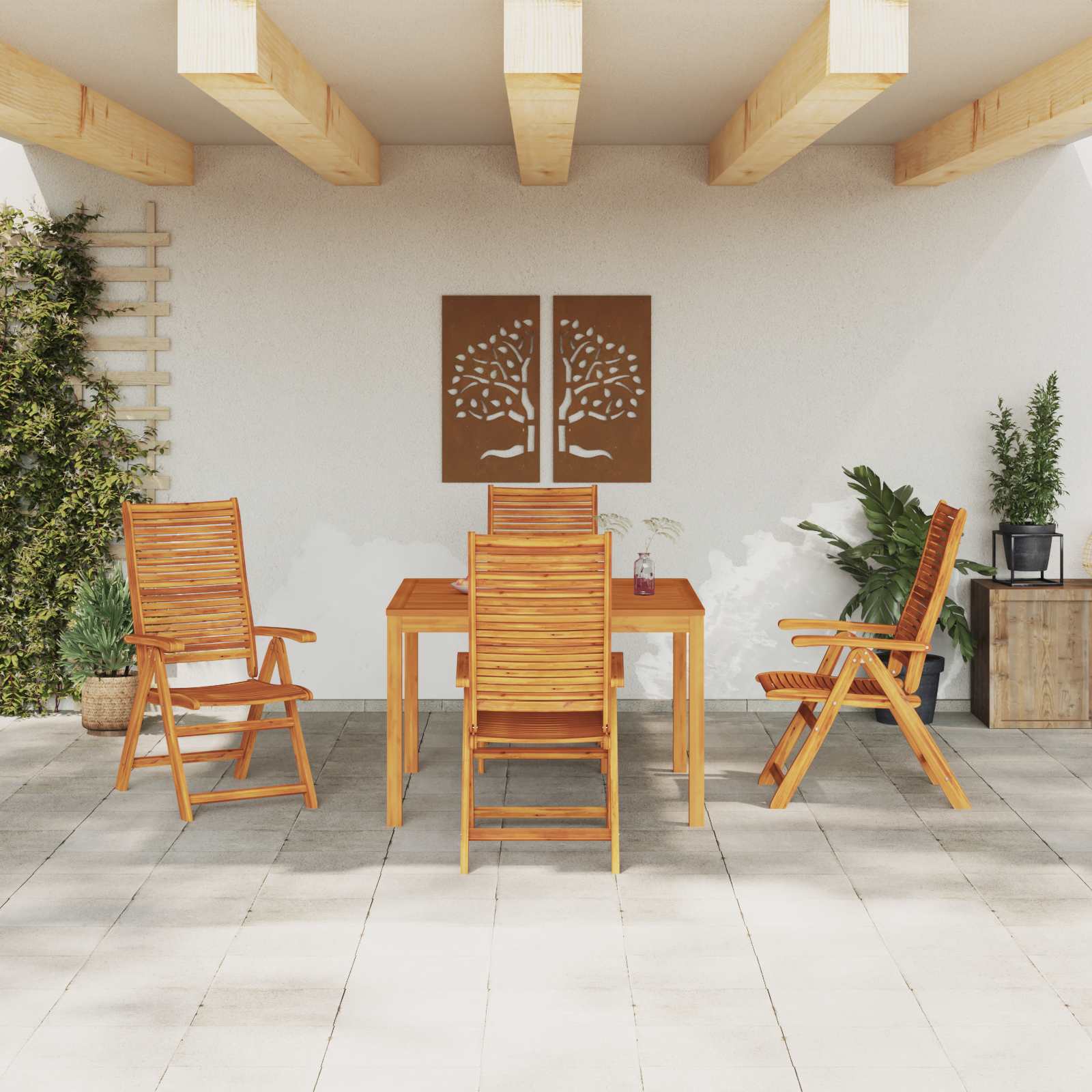 Ensemble de salle à manger pour jardin 5 pcs Marron - XIOS