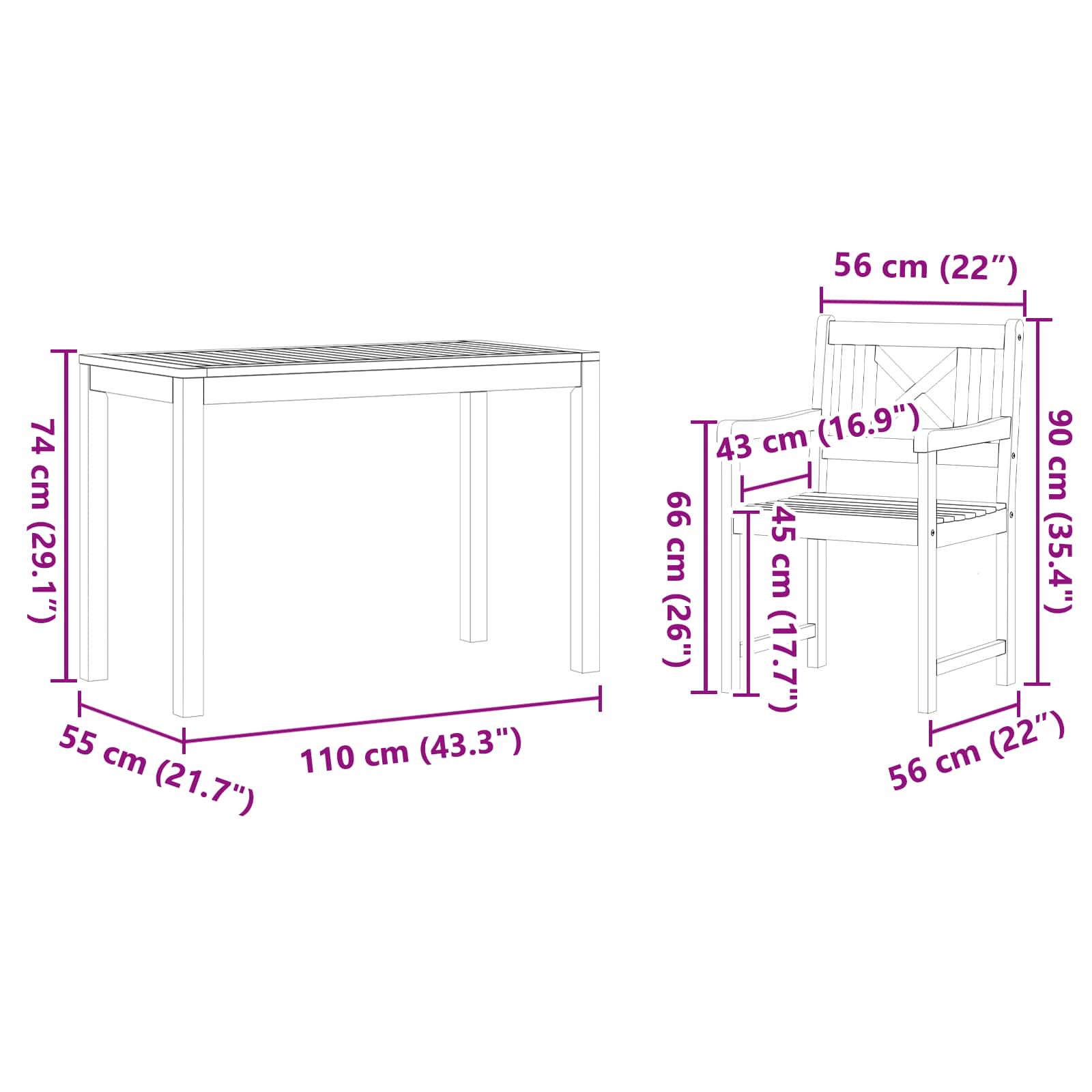 Ensemble de salle à manger pour jardin 3 pcs Marron - XIOS