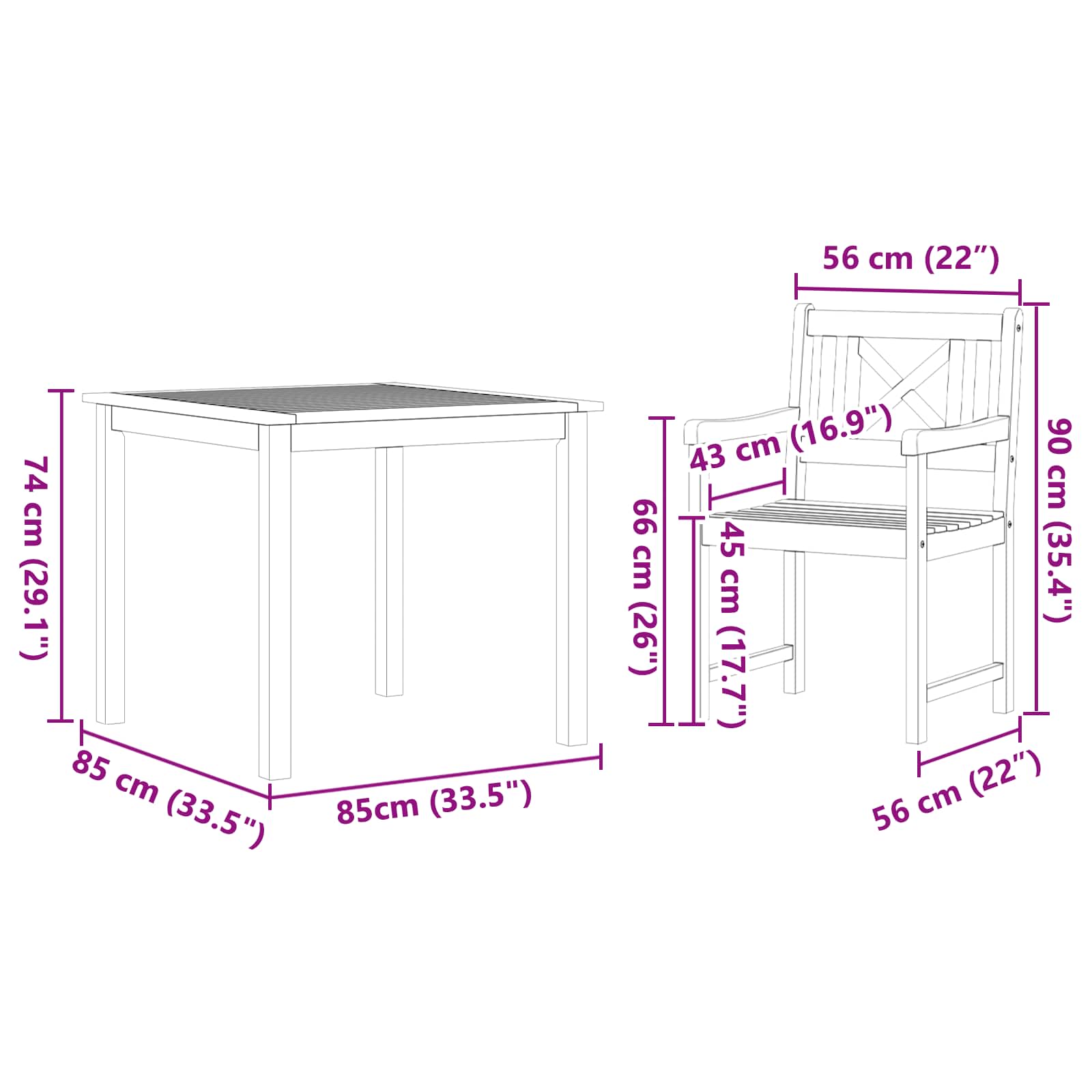 Ensemble de salle à manger pour jardin 5 pcs Marron - XIOS