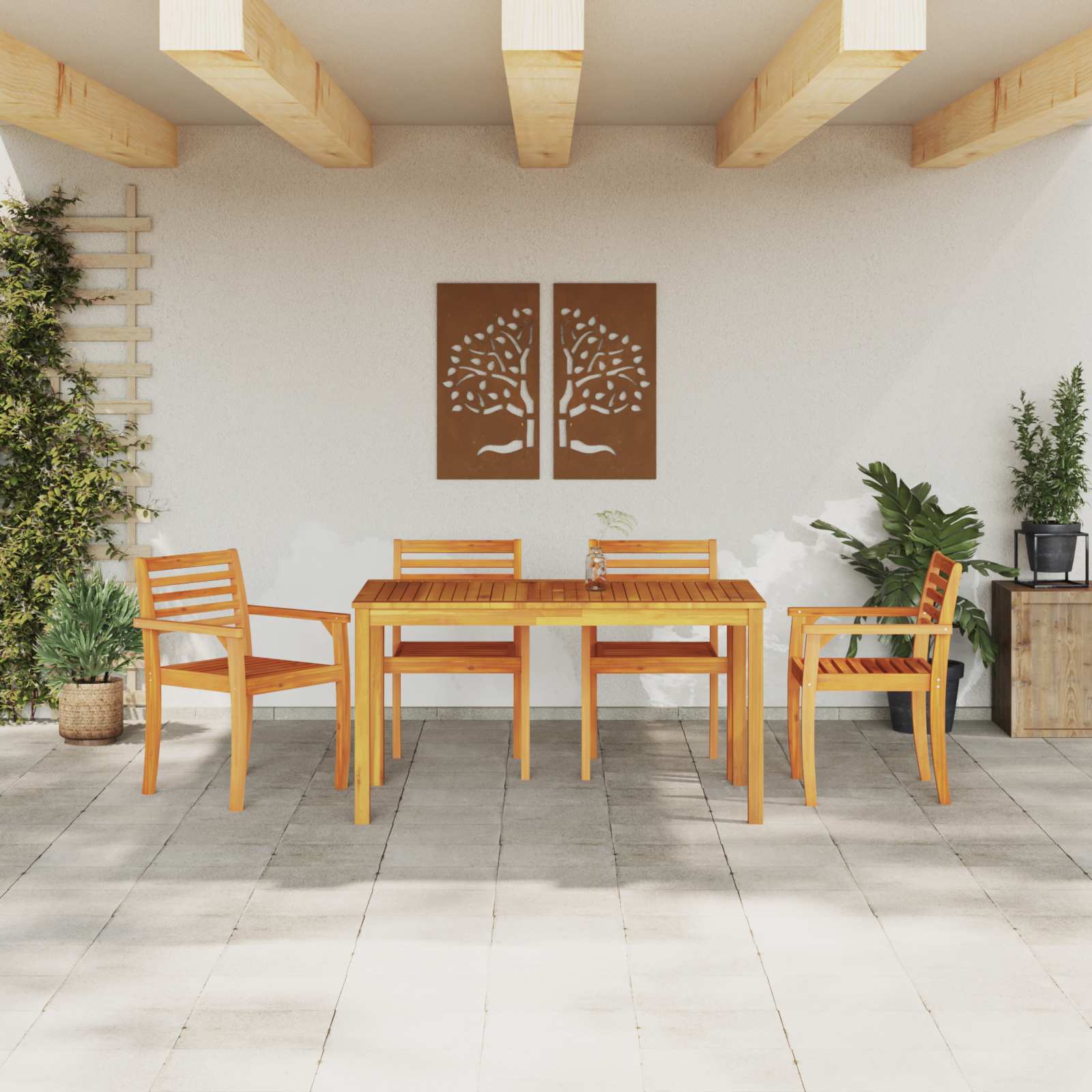 Ensemble de salle à manger pour jardin 5 pcs Marron - XIOS