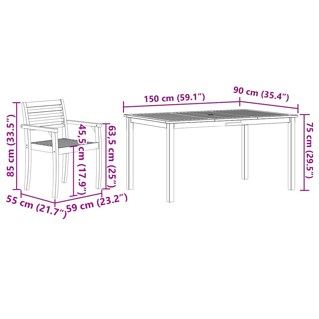 Ensemble de salle à manger pour jardin 5 pcs Marron - XIOS
