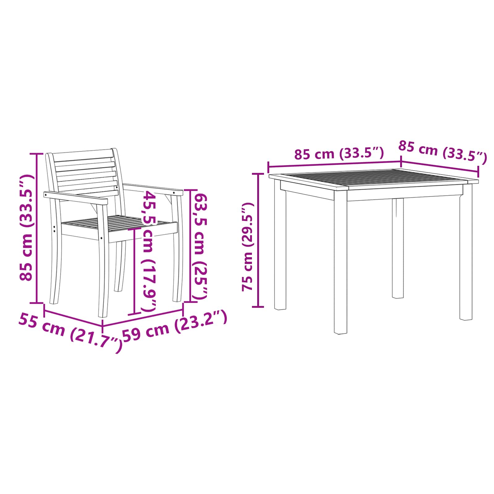 Ensemble de salle à manger pour jardin 5 pcs Marron - XIOS
