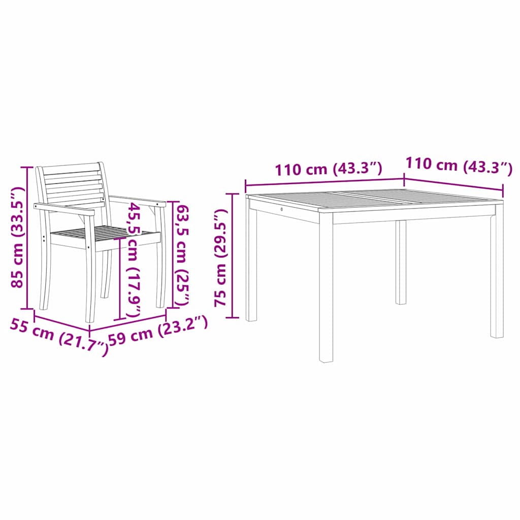 Ensemble de salle à manger pour jardin 3 pcs Marron - XIOS