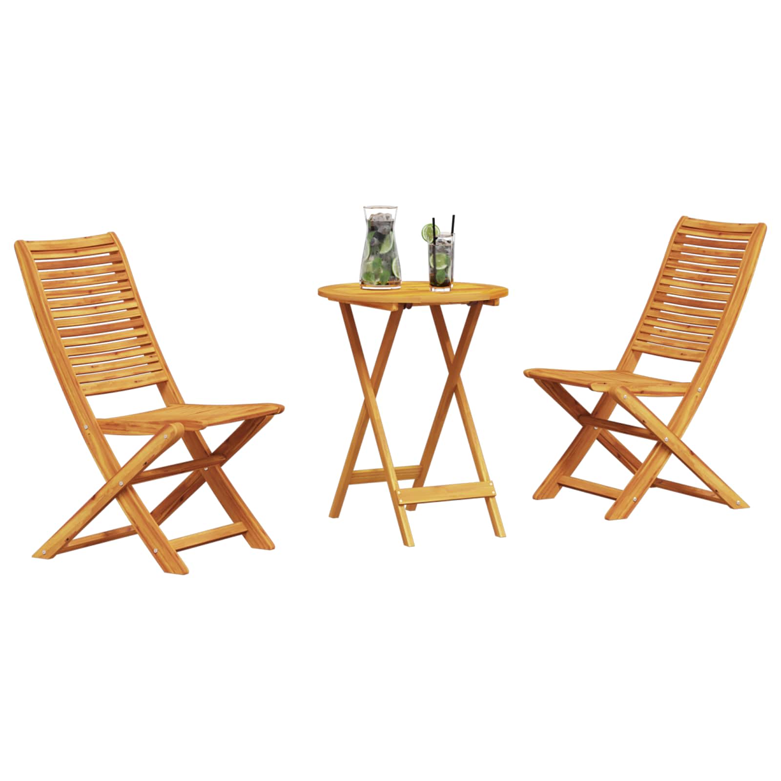 Ensemble bistro pliant 3 pcs Marron Bois d'Acacia Massif - XIOS