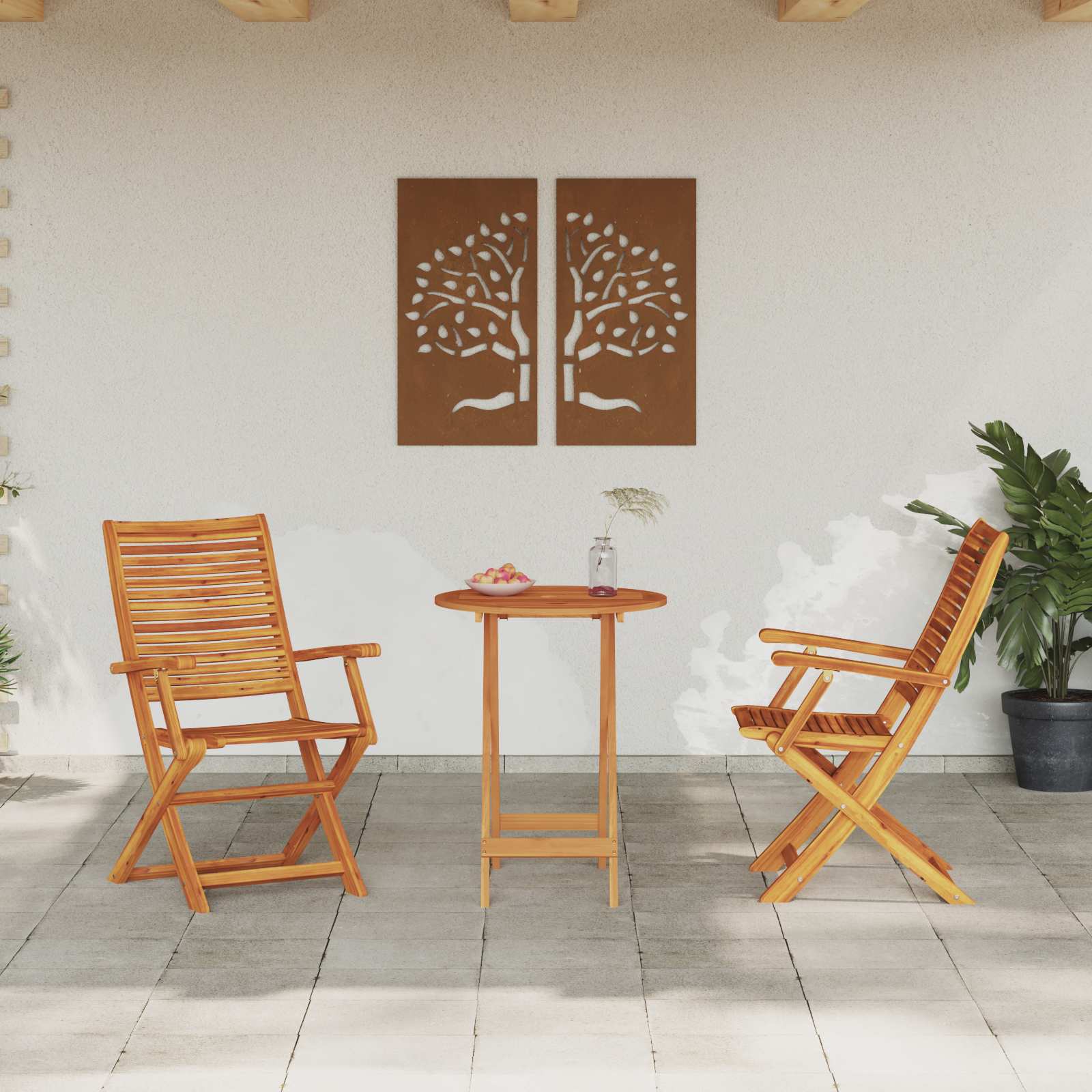 Ensemble bistro pliant 3 pcs Marron Bois d'Acacia Massif - XIOS