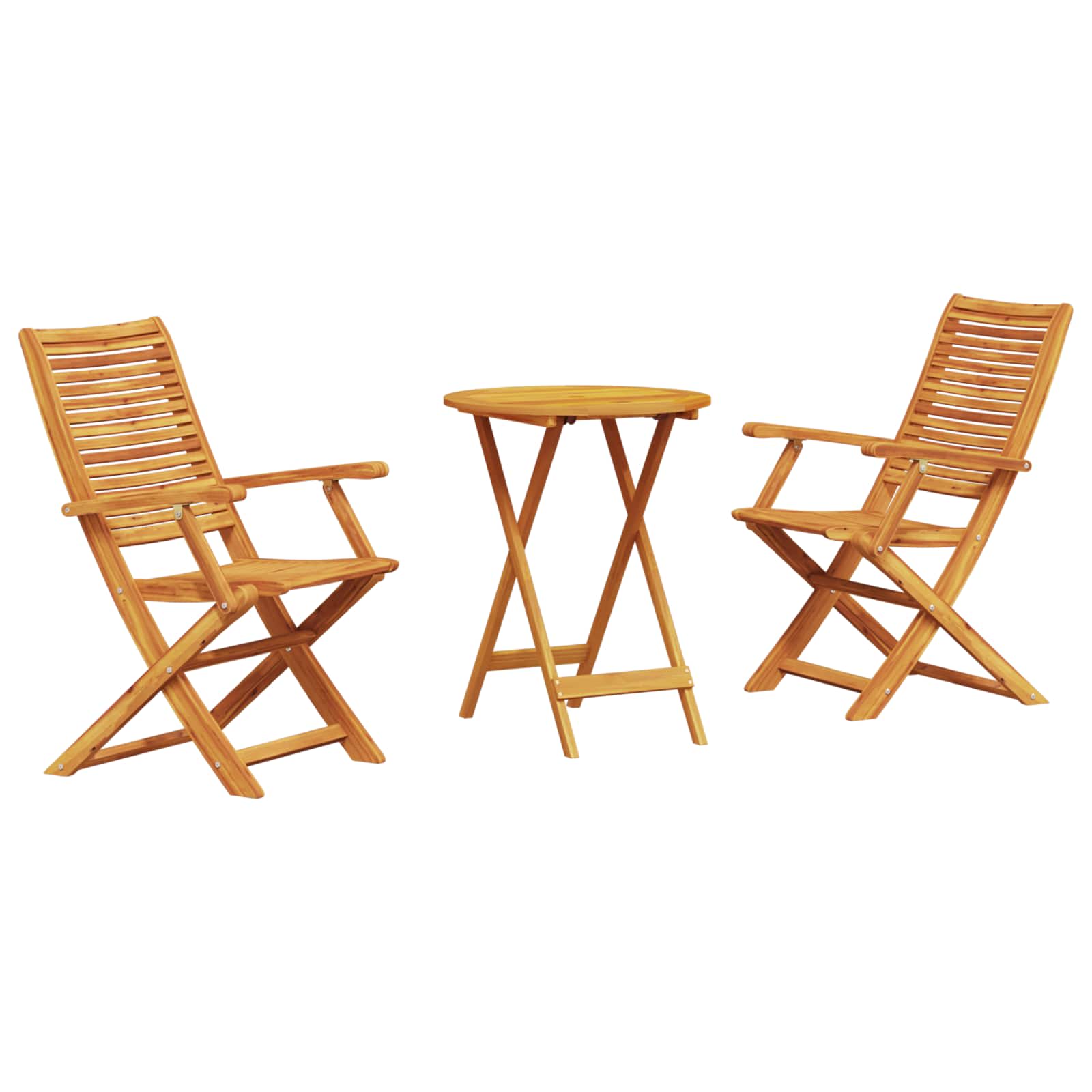 Ensemble bistro pliant 3 pcs Marron Bois d'Acacia Massif - XIOS