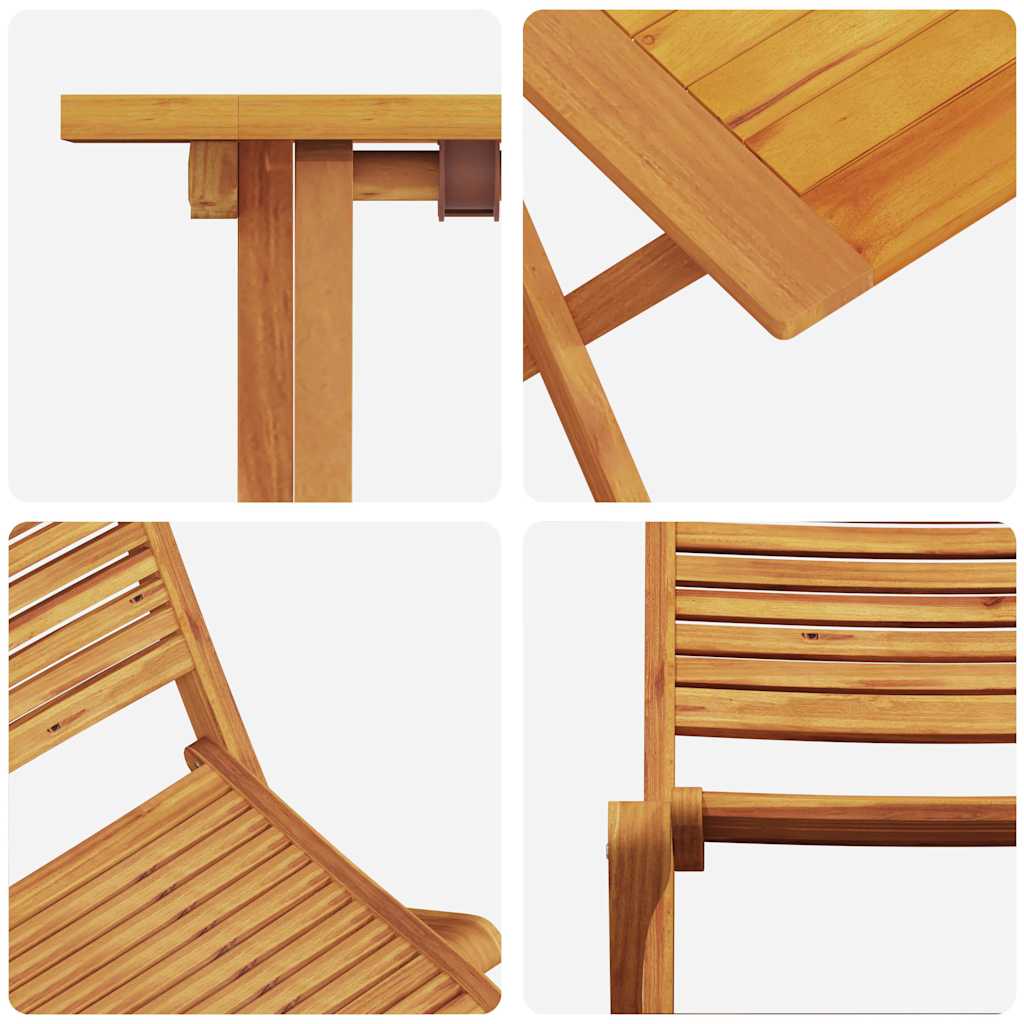 Ensemble bistro pliant 3 pcs Marron Bois d'Acacia Massif - XIOS