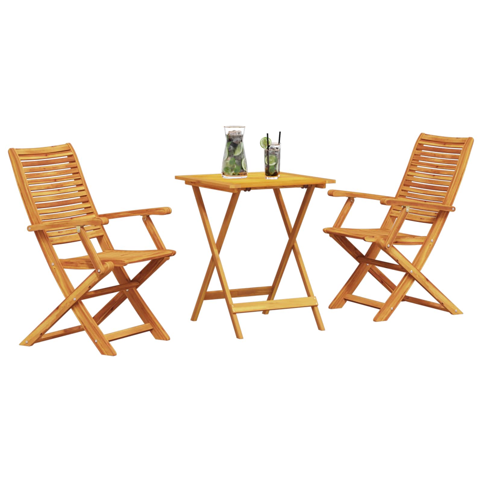 Ensemble bistro pliant 3 pcs Marron Bois d'Acacia Massif - XIOS