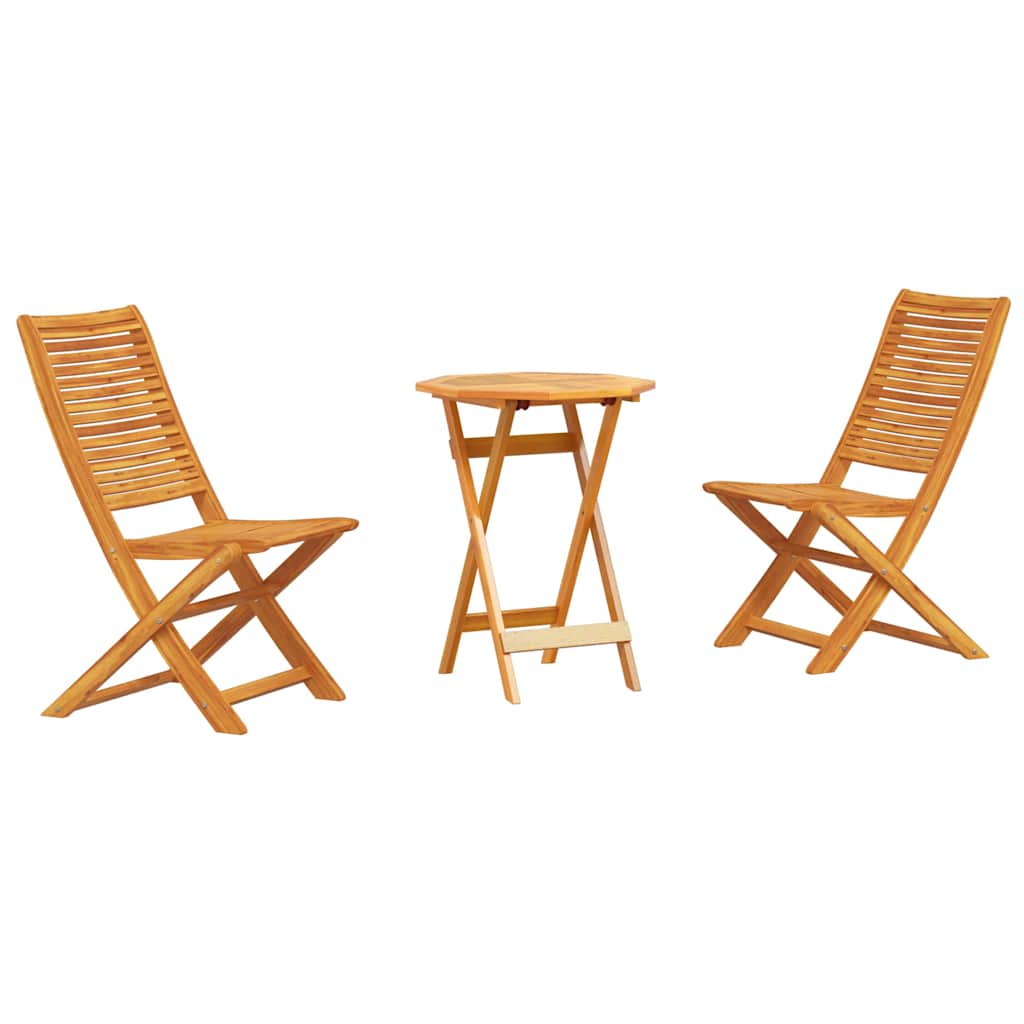 Ensemble bistro pliant 3 pcs Marron Bois d'Acacia Massif - XIOS