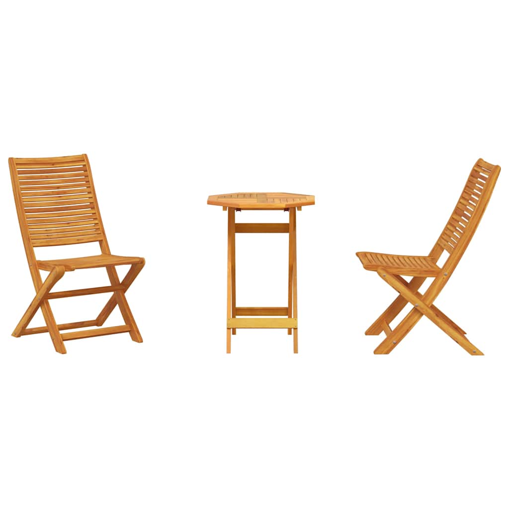 Ensemble bistro pliant 3 pcs Marron Bois d'Acacia Massif - XIOS