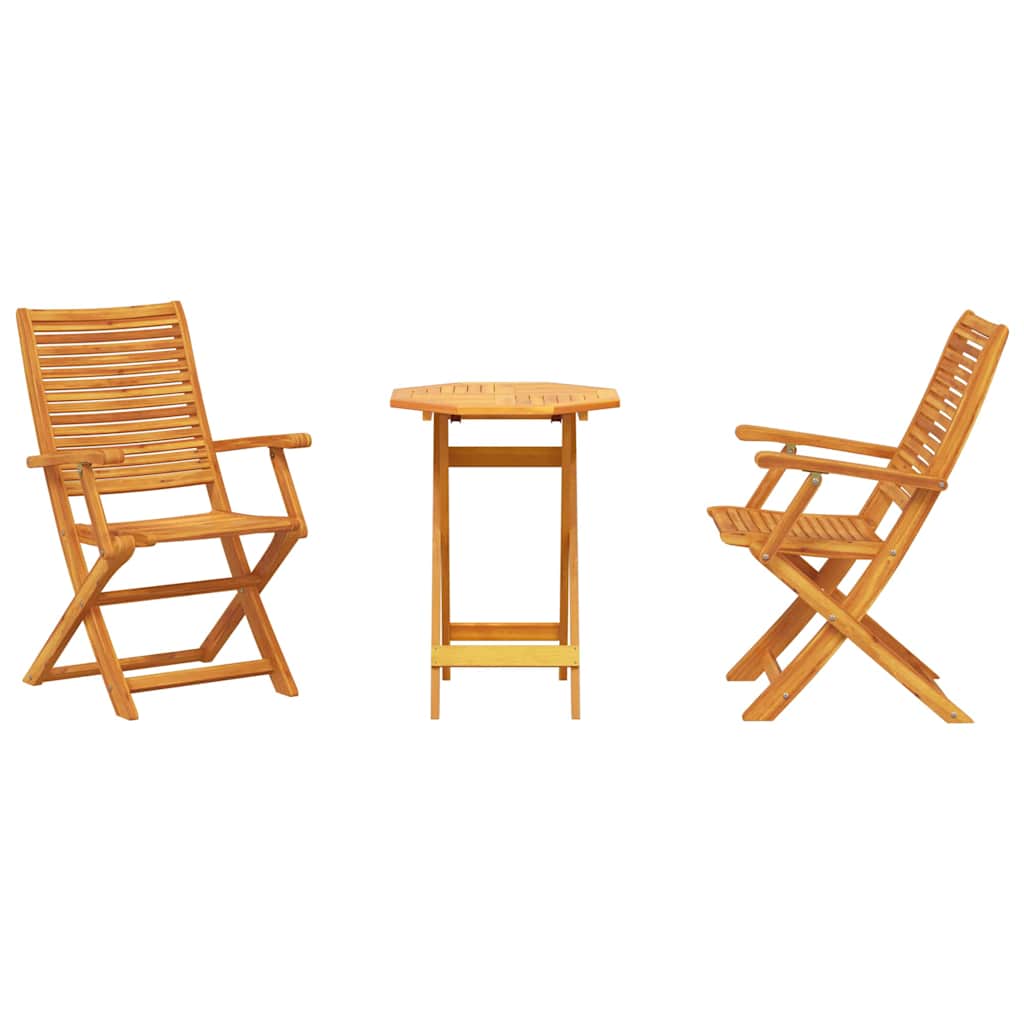 Ensemble bistro pliant 3 pcs Marron Bois d'Acacia Massif - XIOS