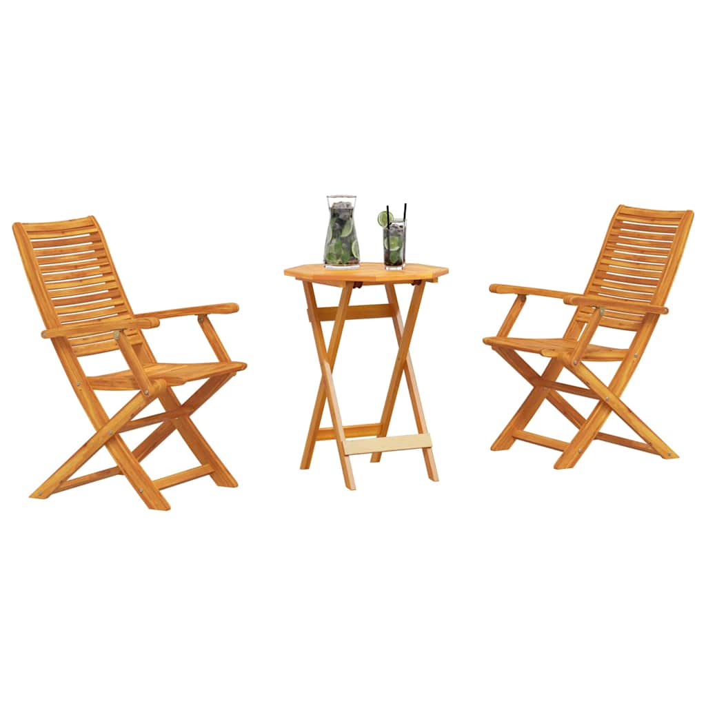 Ensemble bistro pliant 3 pcs Marron Bois d'Acacia Massif - XIOS
