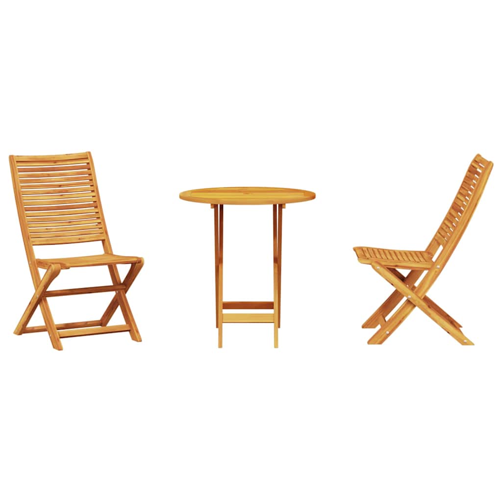 Ensemble bistro pliant 3 pcs Marron Bois d'Acacia Massif - XIOS